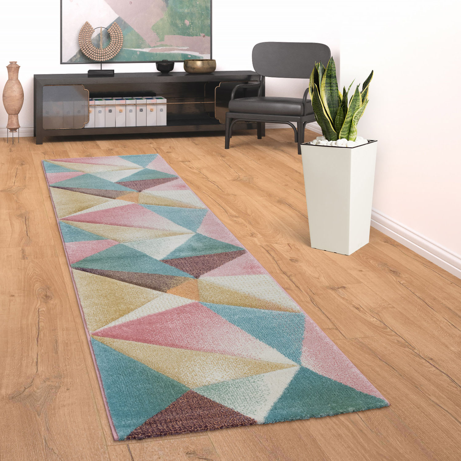 Paco Home Läufer "Kosy 310", Rechteckig, 15 Mm Höhe, Teppich-Läufer, Kurzflor, Modernes Design, Pastell-Farben