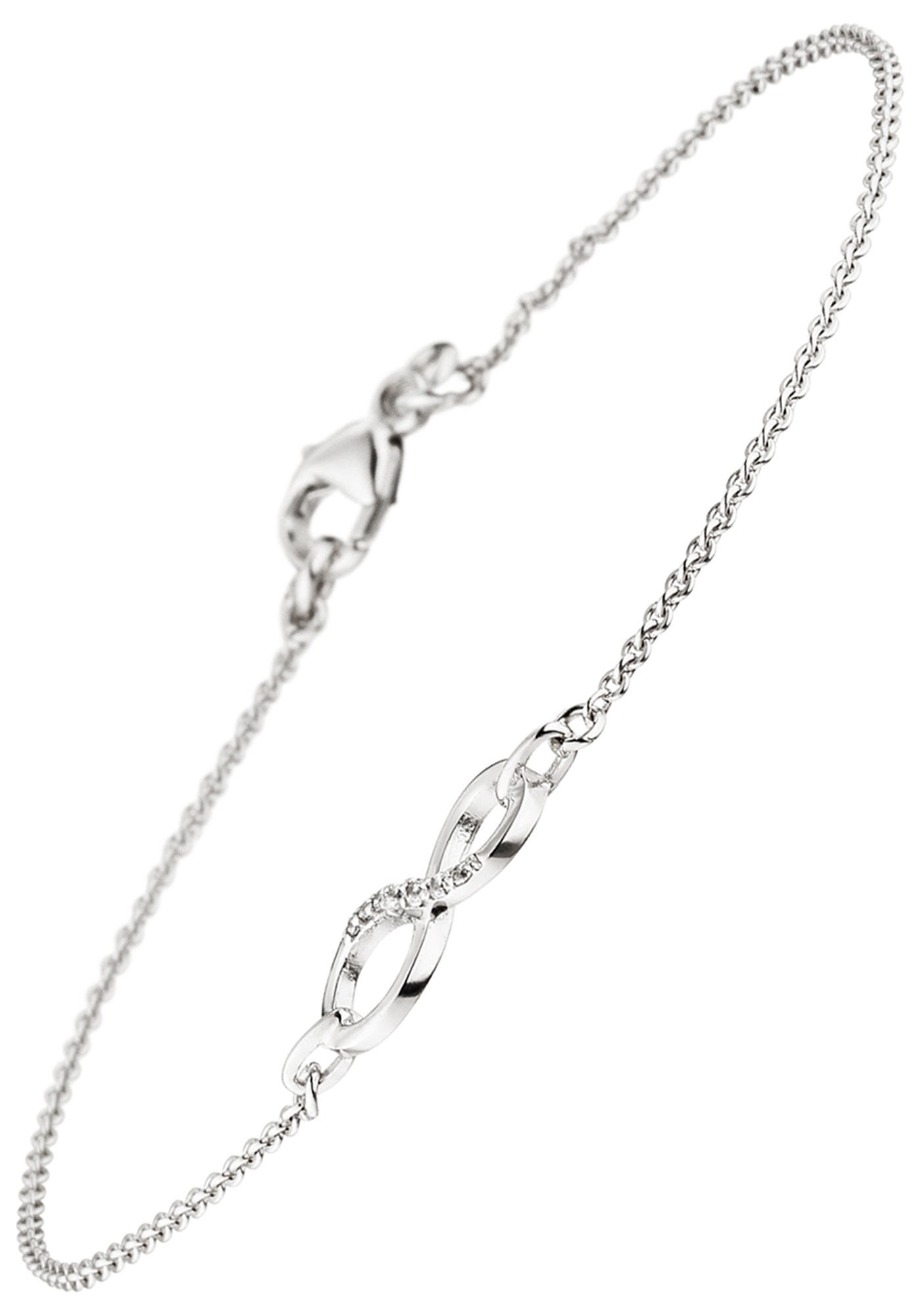 JOBO Armband »Silberarmband Unendlichkeit« 925 Silber mit 7 Zirkonia 19,5 cm