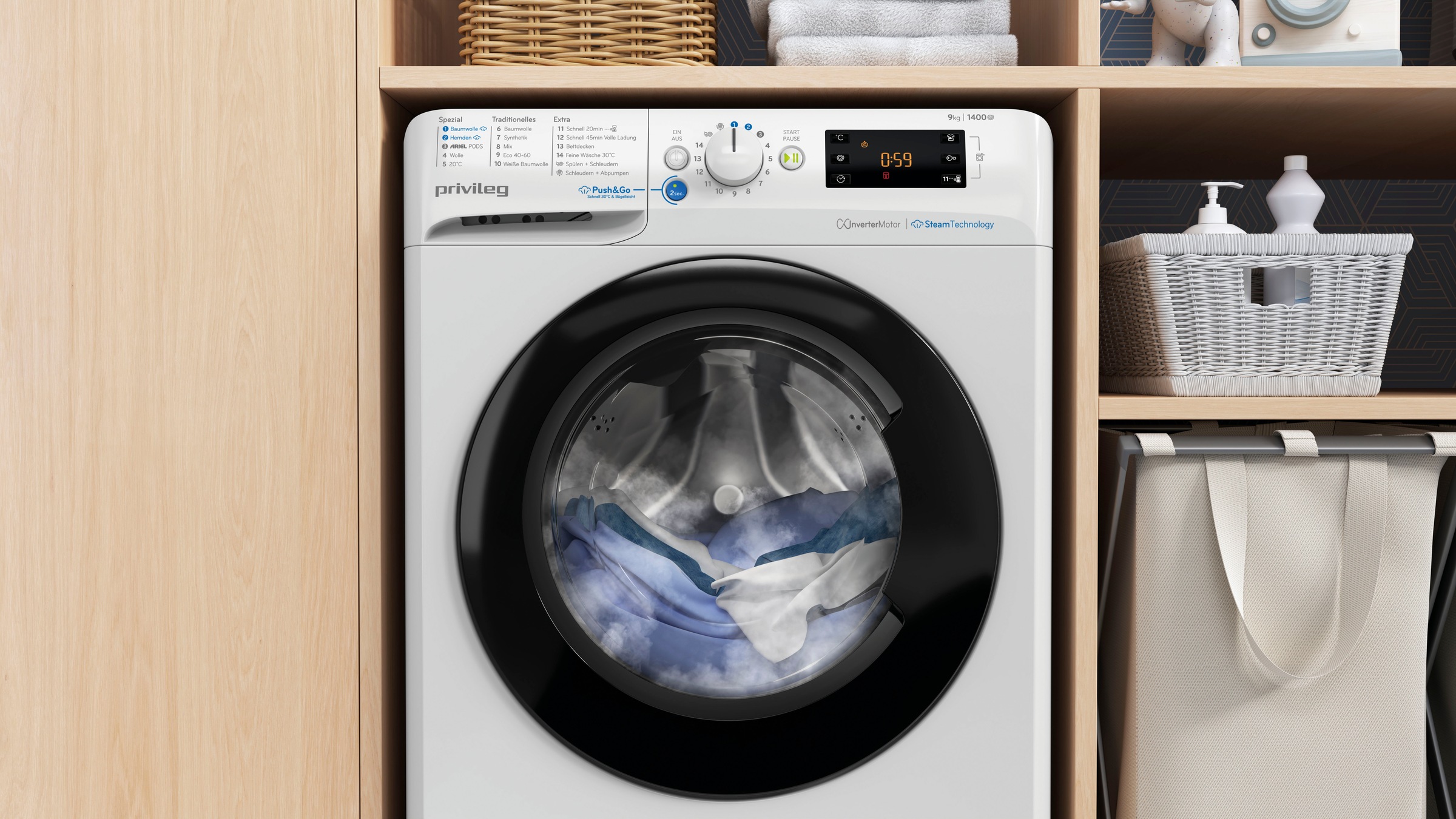 Privileg Waschmaschine "PWFV X 953 AA" 9 kg 1400 U/min Kurz 45 – bei voller günstig online kaufen