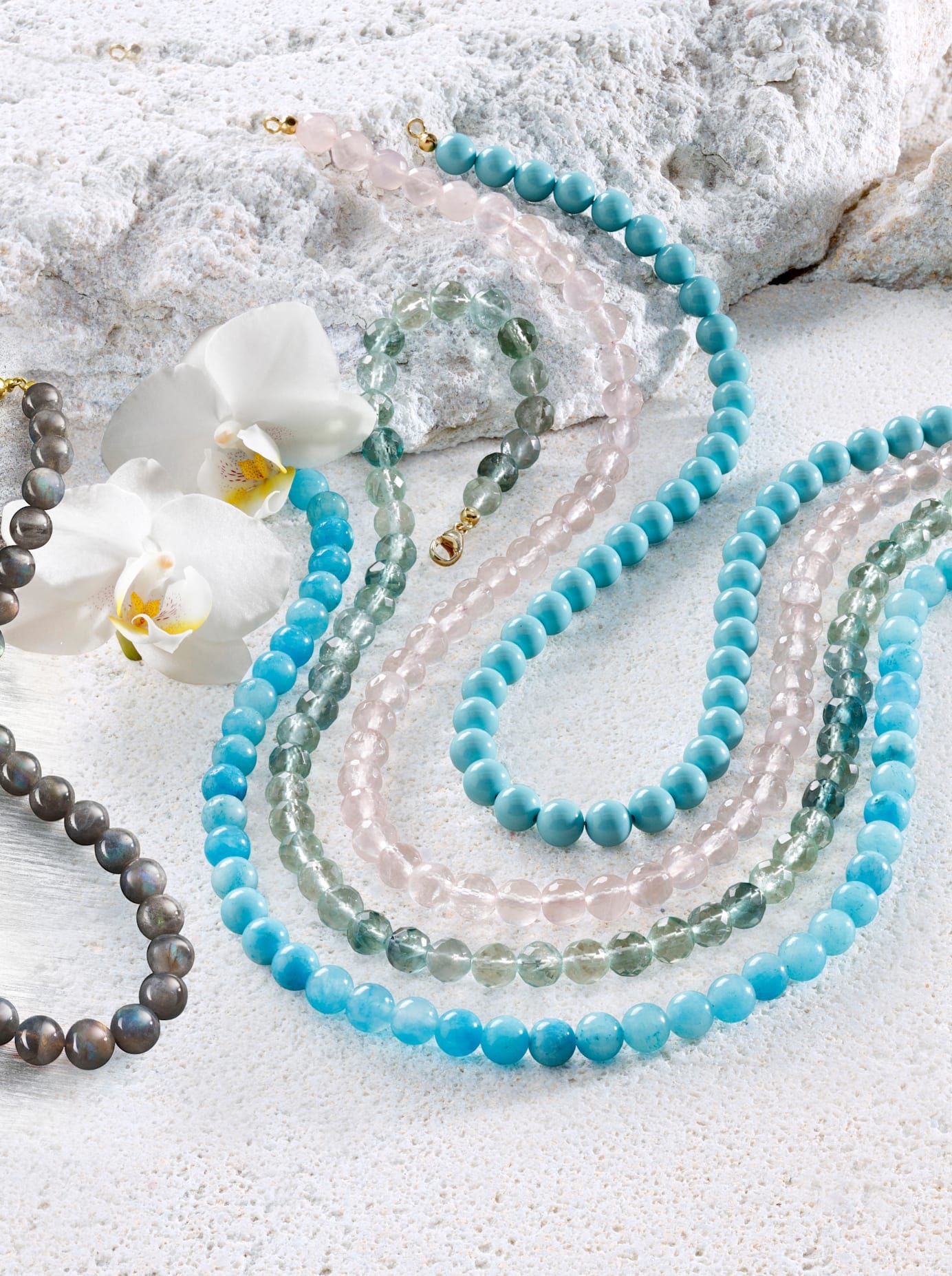 Perlenkette LADY, silber (silber vergoldet 925), Halsketten, Damen, 55, Glas Silber 925 (Sterlingsilber), L: 55, Glas, Silber 925 (Sterlingsilber), Perlenkette 2