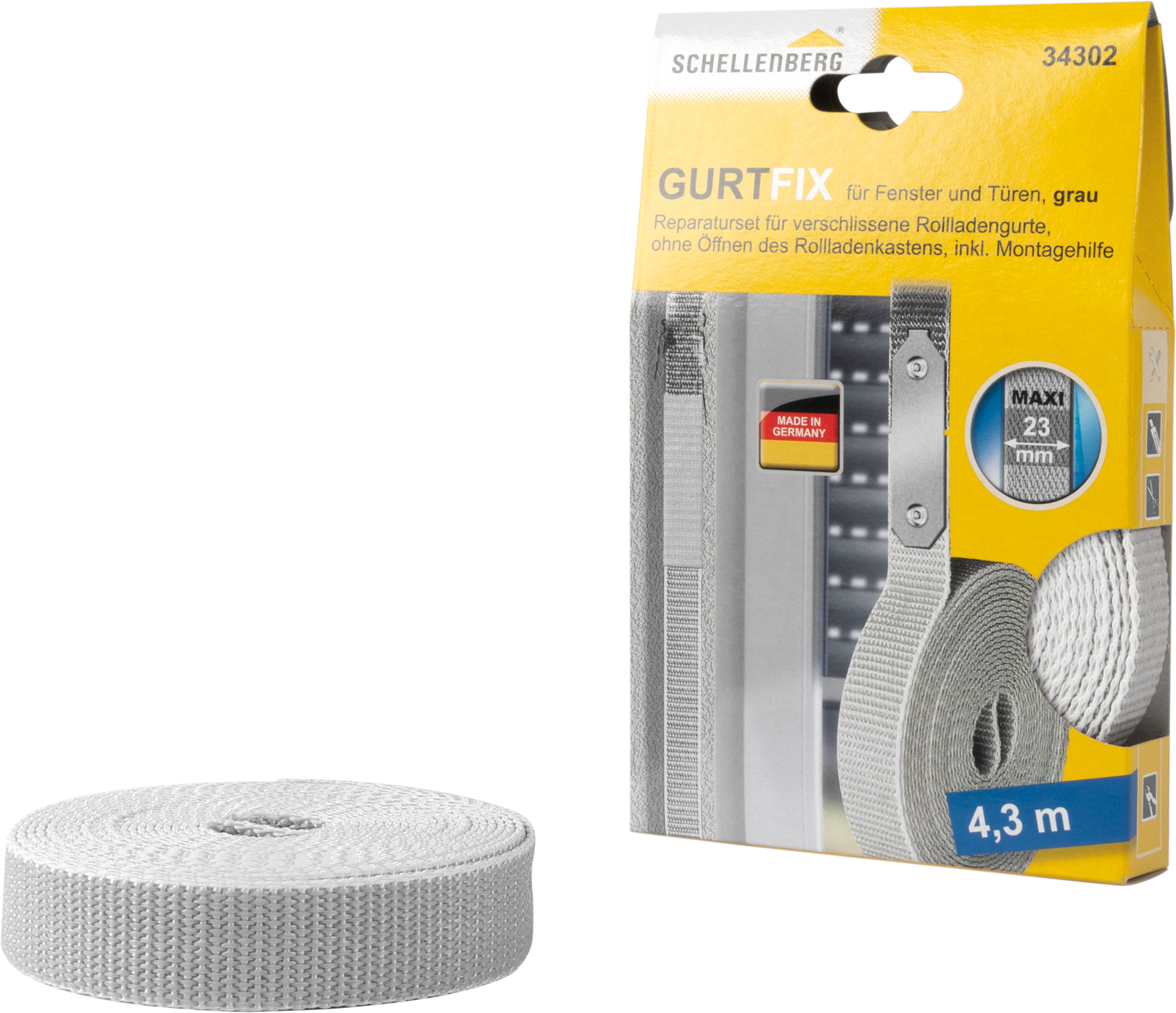 SCHELLENBERG Reparatur-Set "Rollladen Gurtfix für das Rollladensystem Maxi" Set, 1 Stk. tlg. für alte Gurtbänder in unterschiedlichen Farben, 23 mm x 4,3 m