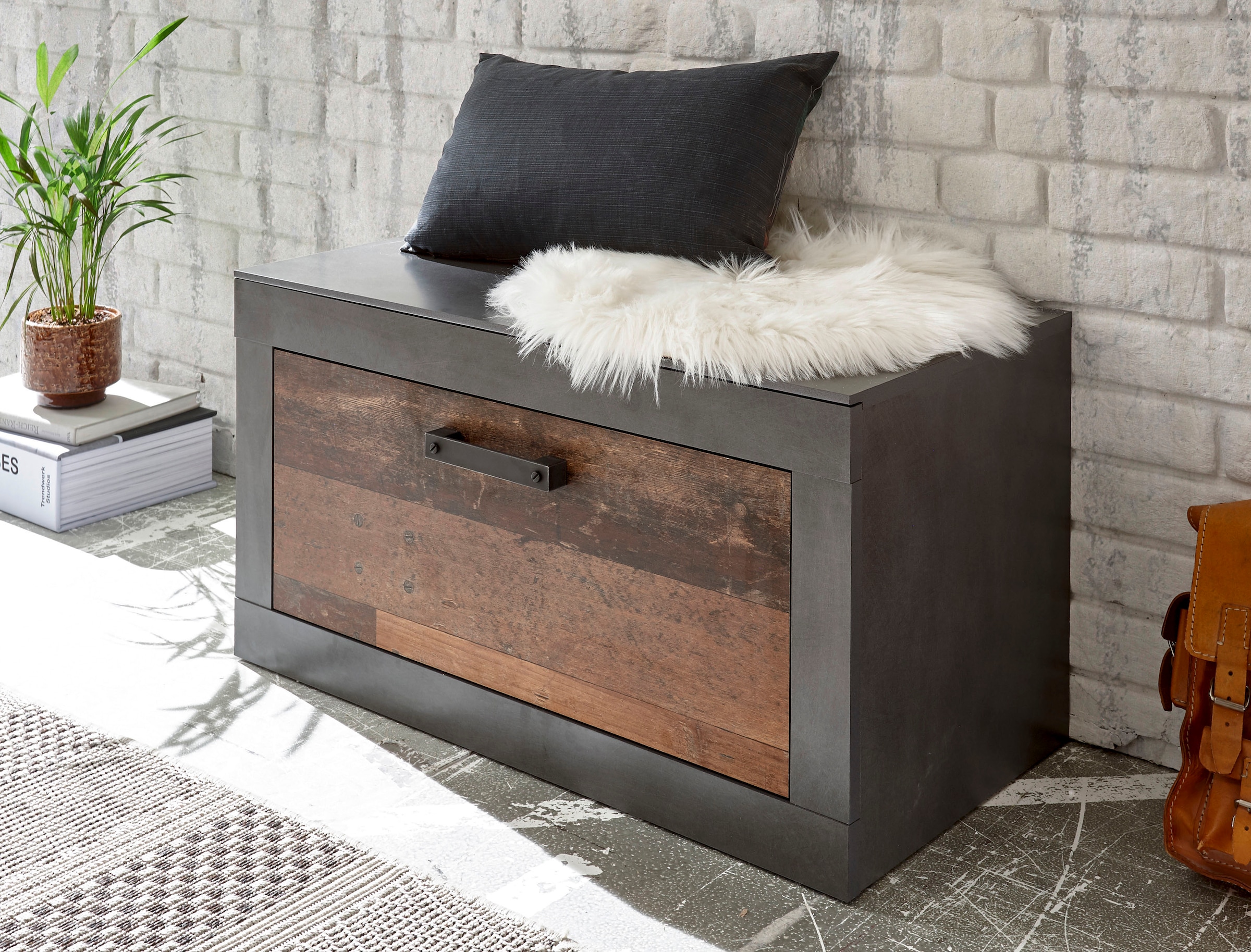 Home affaire Schuhbank "Brooklyn, Garderobenbank mit Klappe, moderne Sitzba günstig online kaufen