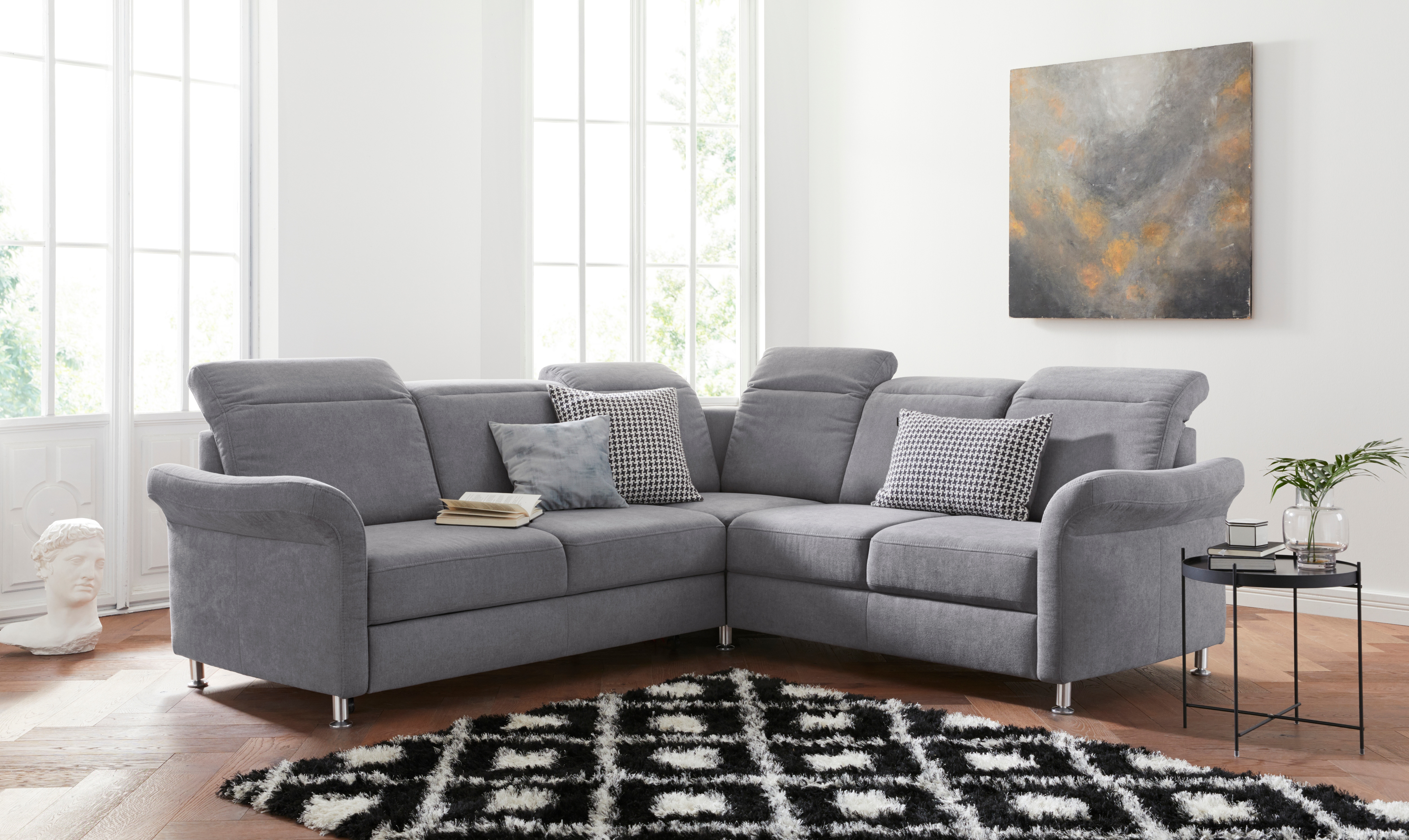 sit&more Ecksofa "Darwin L-Form" inklusive Federkern, wahlweise mit Kopfteilverstellung, Schlaffunktion