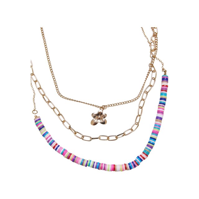 URBAN CLASSICS Edelstahlkette »Accessoires Flower Bead Various Layering  Necklace 3-Pack« für bestellen | BAUR