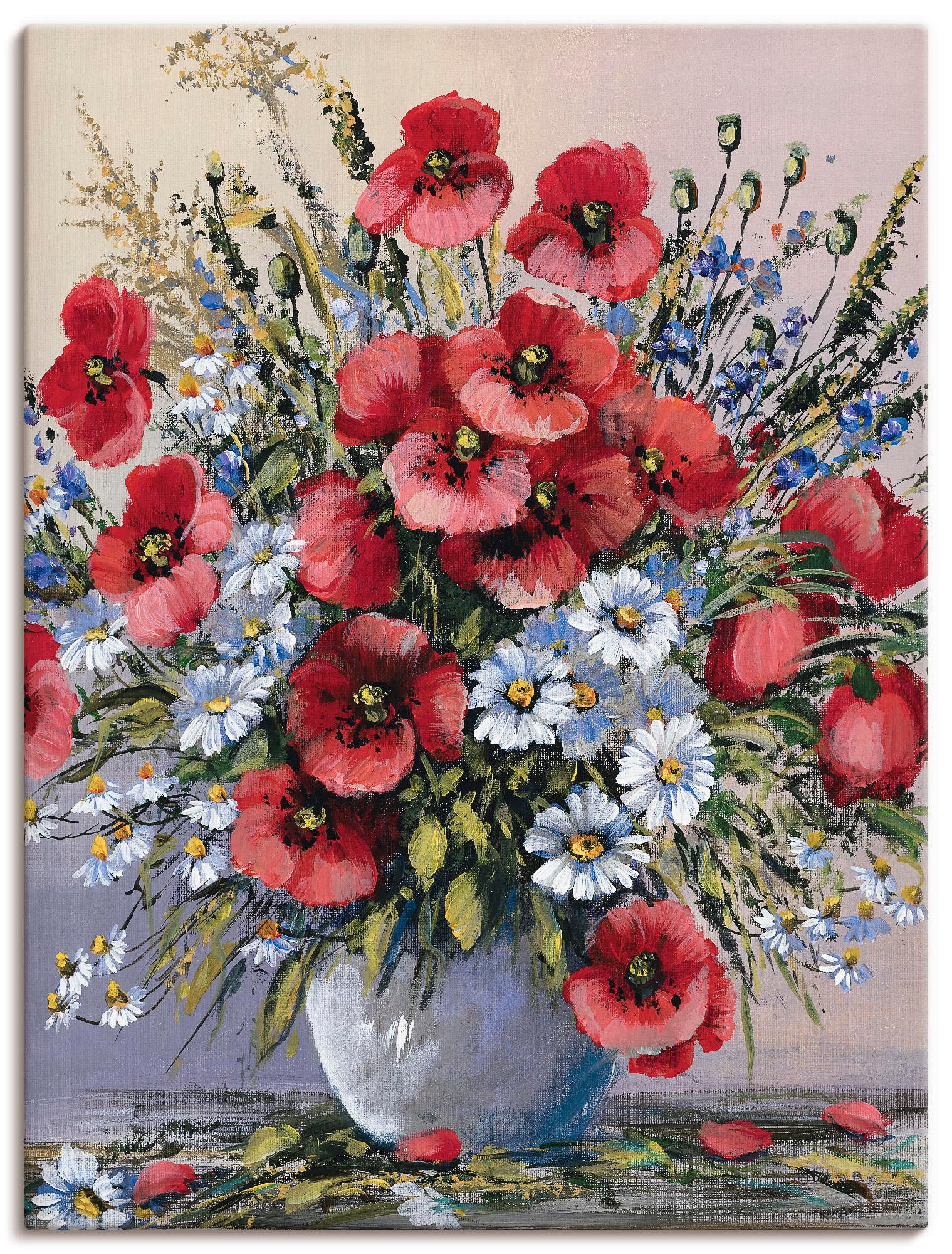 Artland Wandbild "Rote Mohnblumen" Blumen 1 Stk. tlg. als Leinwandbild, Pos günstig online kaufen