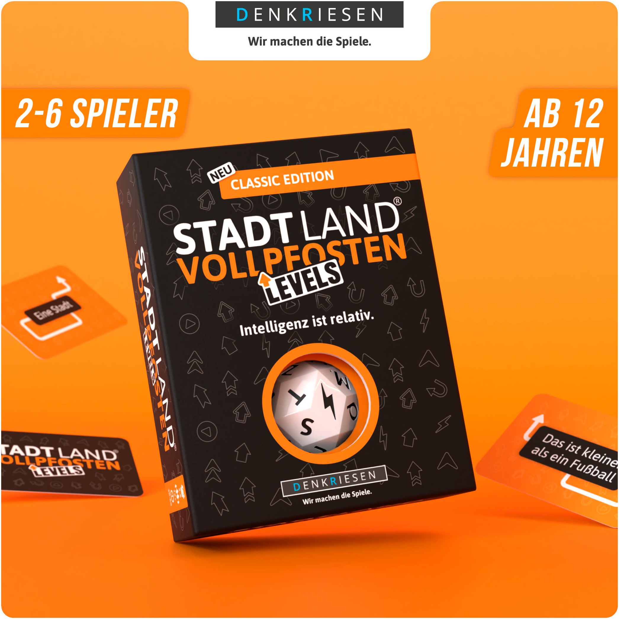 Denkriesen Spiel »Stadt Land Vollpfosten® Levels - Classic Edition«, "Intelligenz ist relativ."; Made in Germany