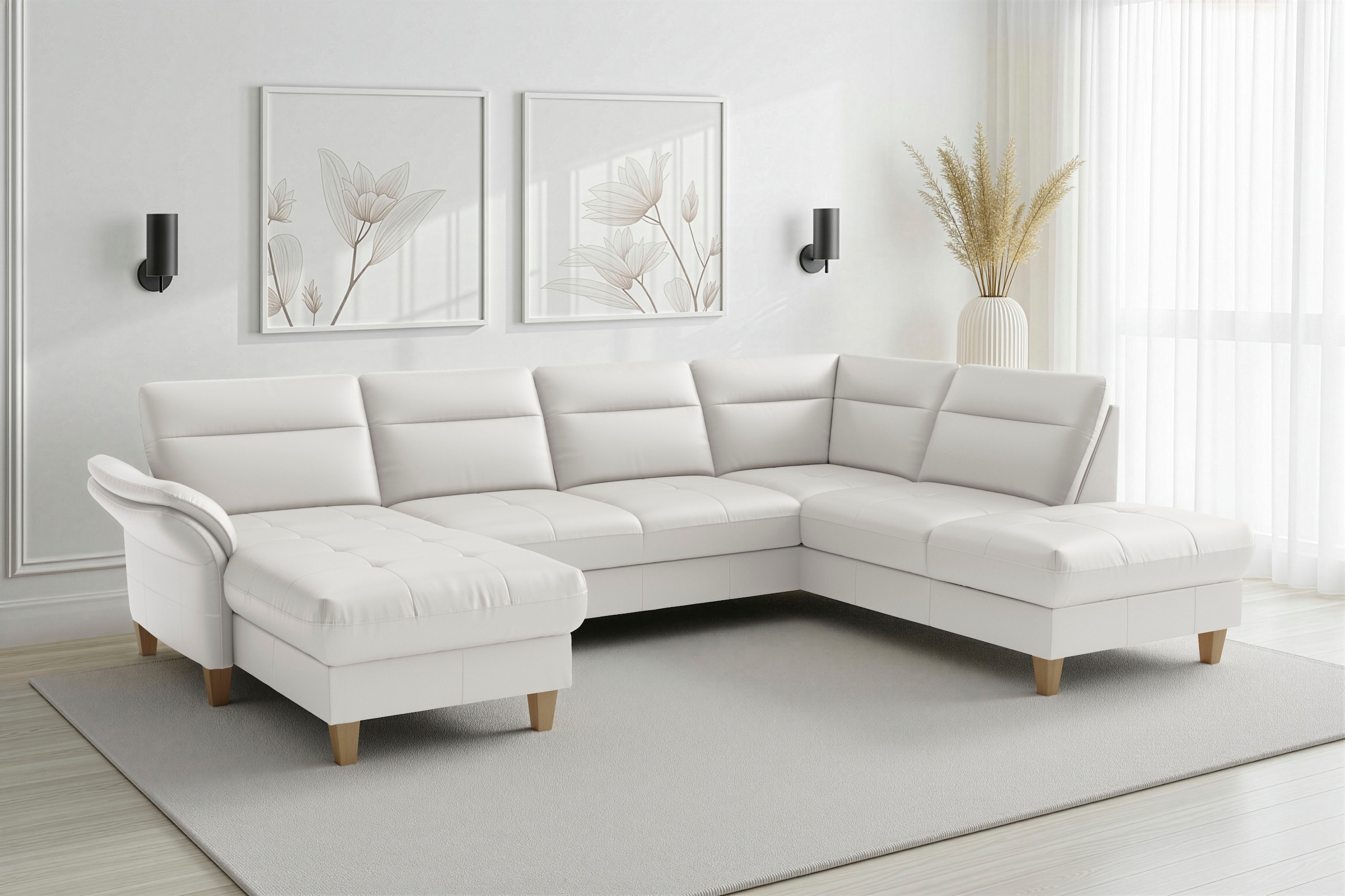 sit&more Wohnlandschaft "Pamela U-Form, B: 292 cm, optional Schlaffunktion & Bettkasten, Leder"