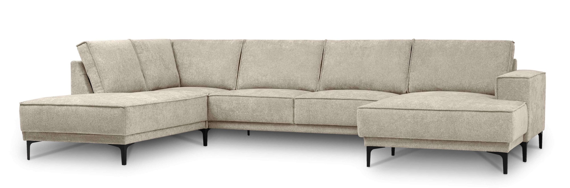 Places of Style Wohnlandschaft »XXL Sofa Oland, Struktur, Flachgewebe, Luxus-Microfaser, Boucle«, U-Form, 345 cm, Wellenunterfederung, Skandi-Design, Metallfüße