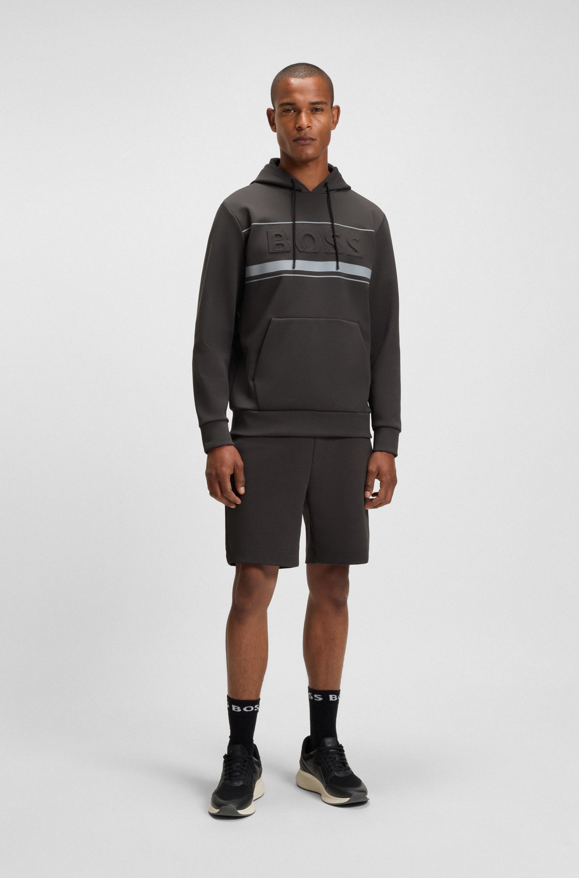 BOSS GREEN Kapuzensweatshirt »Soody Zone«, mit geprägtem Logo und sportiven Streifen
