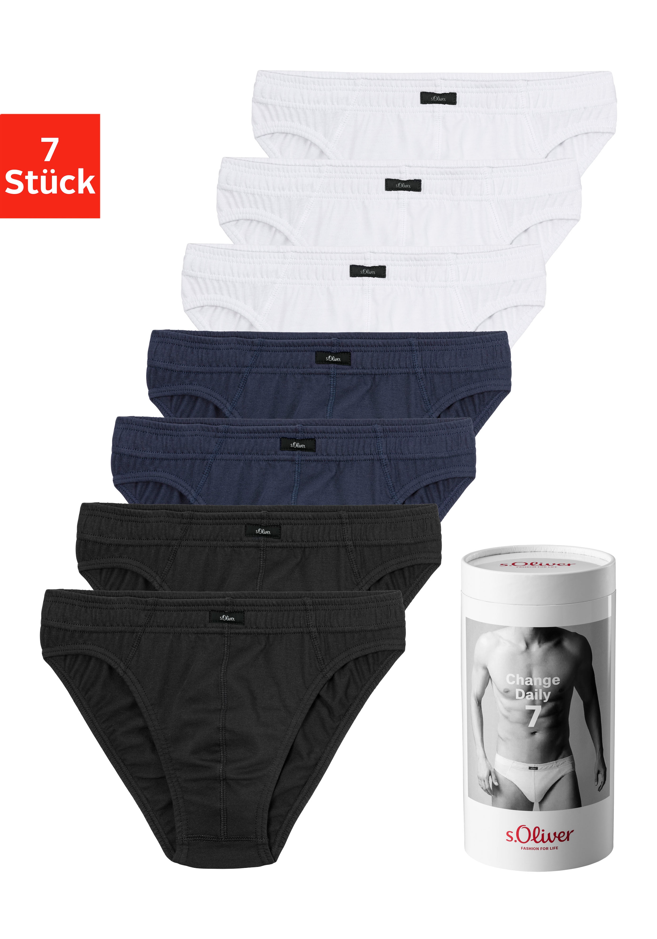 s.Oliver Slip »Herren Unterhose«, (Packung, 7 St.), Wochenration in einer Dose