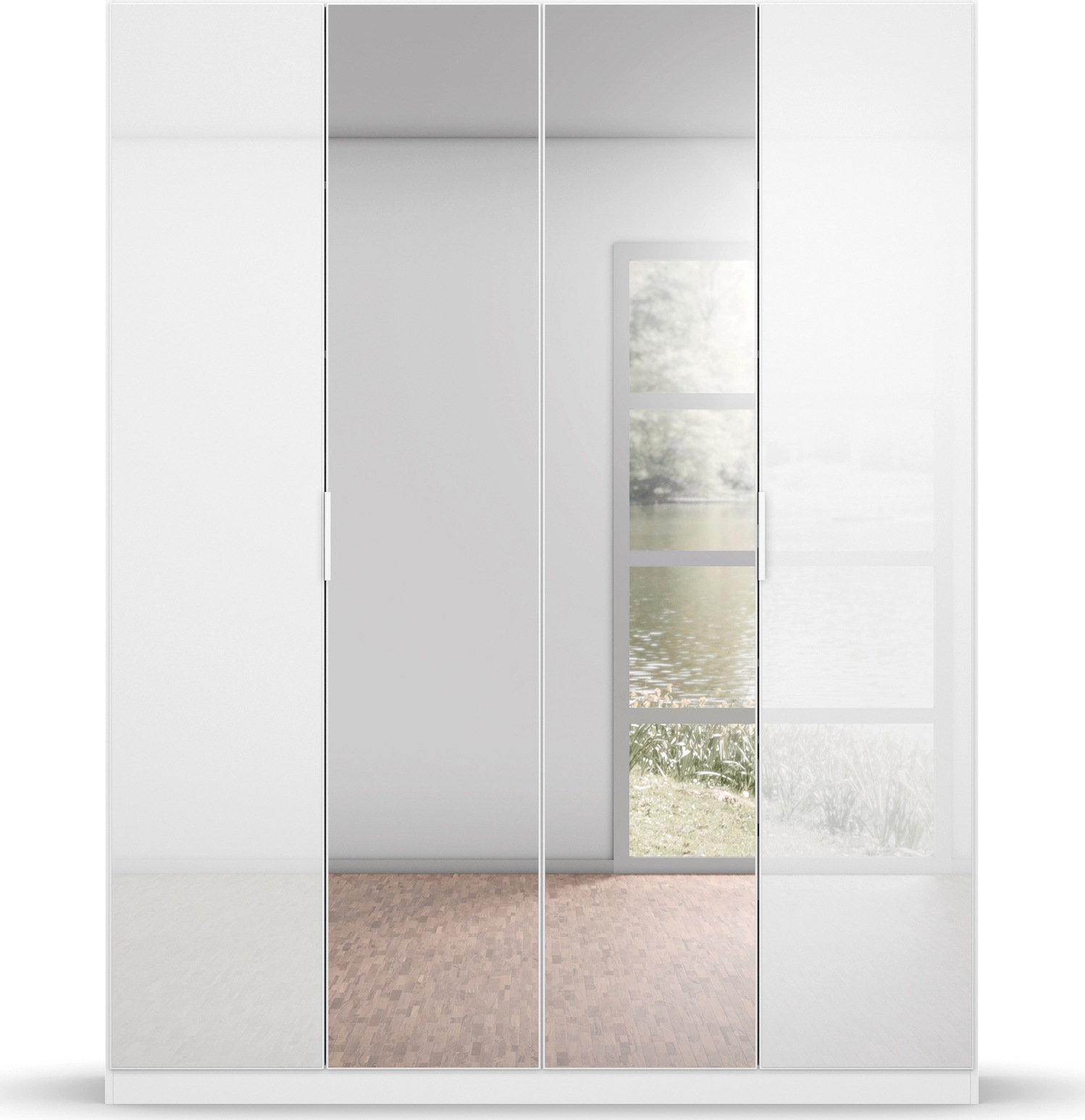 rauch Drehtürenschrank »Kleiderschrank Schrank Garderobe KOLUNA mit Glastüren und Spiegel«, inkl. 2 Innenschubladen sowie extra Einlegeböden MADE IN GERMANY