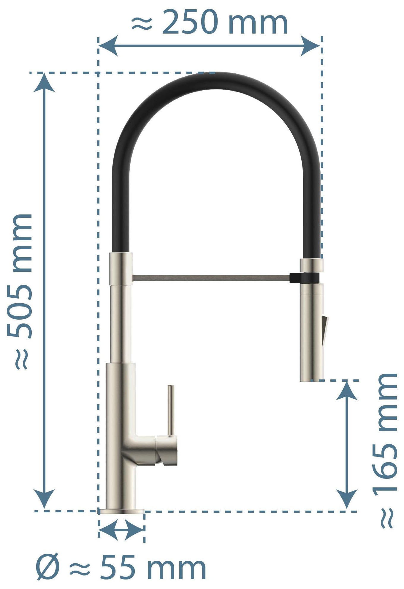 Schütte Spültischarmatur »Design«, ausziehbar, 360° schwenkbar, Edelstahloptik/Schwarz, Hochdruck