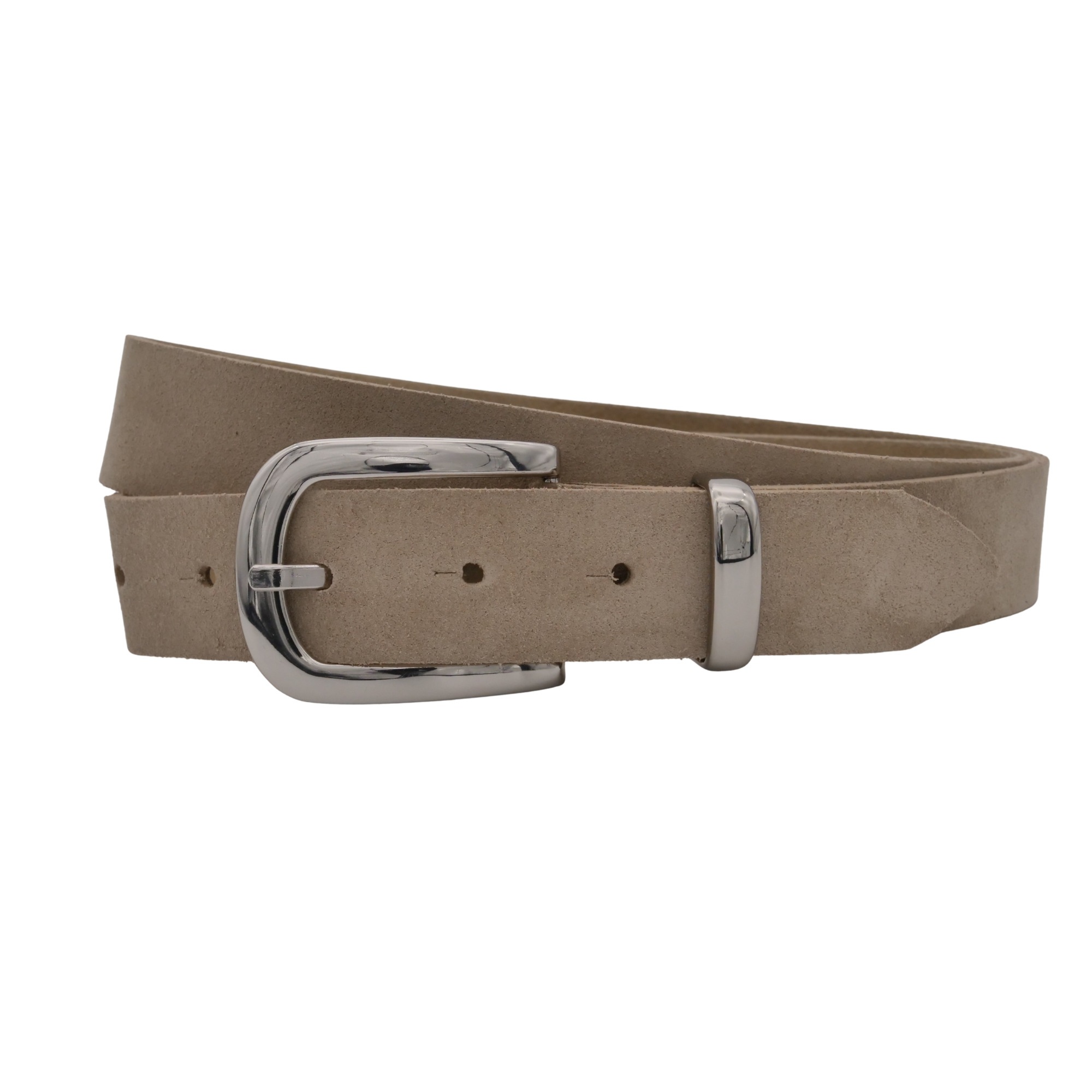 Ledergürtel ANNAMATONI "AnnaMatoni Damen Ledergürtel in hochwertigem Velour Leder 3cm", Damen, Gr. TW75 - 90cm Gesamtlänge, beige 120, 100% Leder, Gürtel Ledergürtel