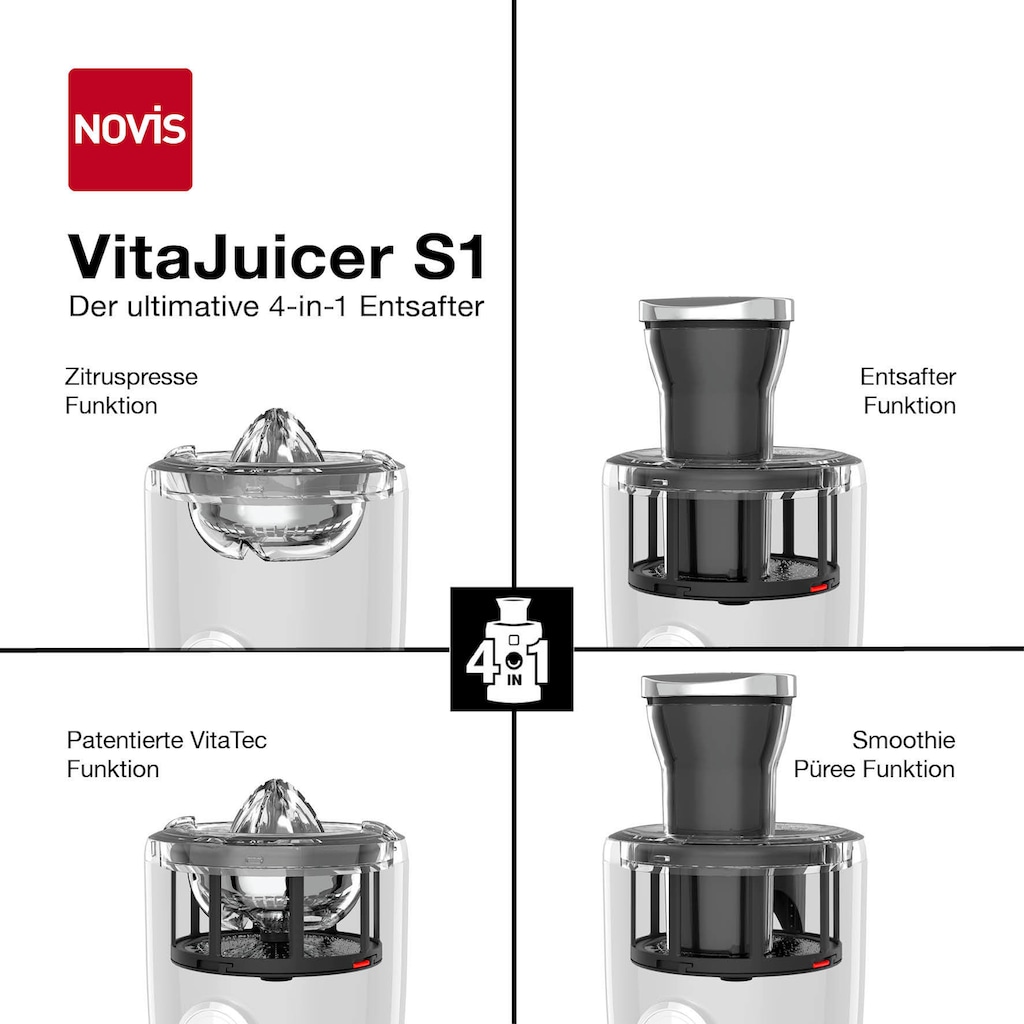 NOVIS Entsafter »VitaJuicer S1 weiß«, 240 W