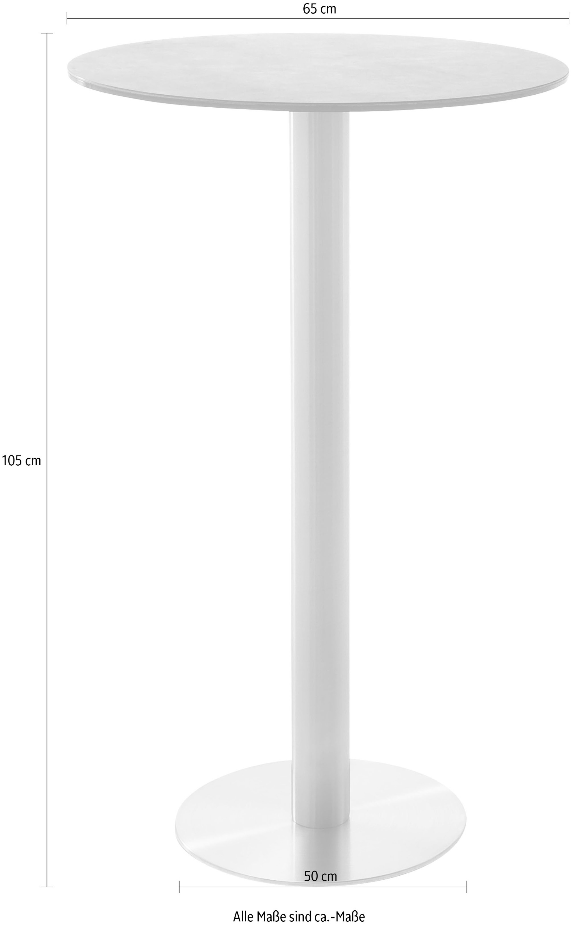 Bartisch MCA FURNITURE "Zarina", braun (mokka, edelstahl, mokka), B:65cm H:105cm T:65cm, Tische, Bartisch, Bartisch mit Glaskeramik Tischplatte mit Edelstahl Gestell 3