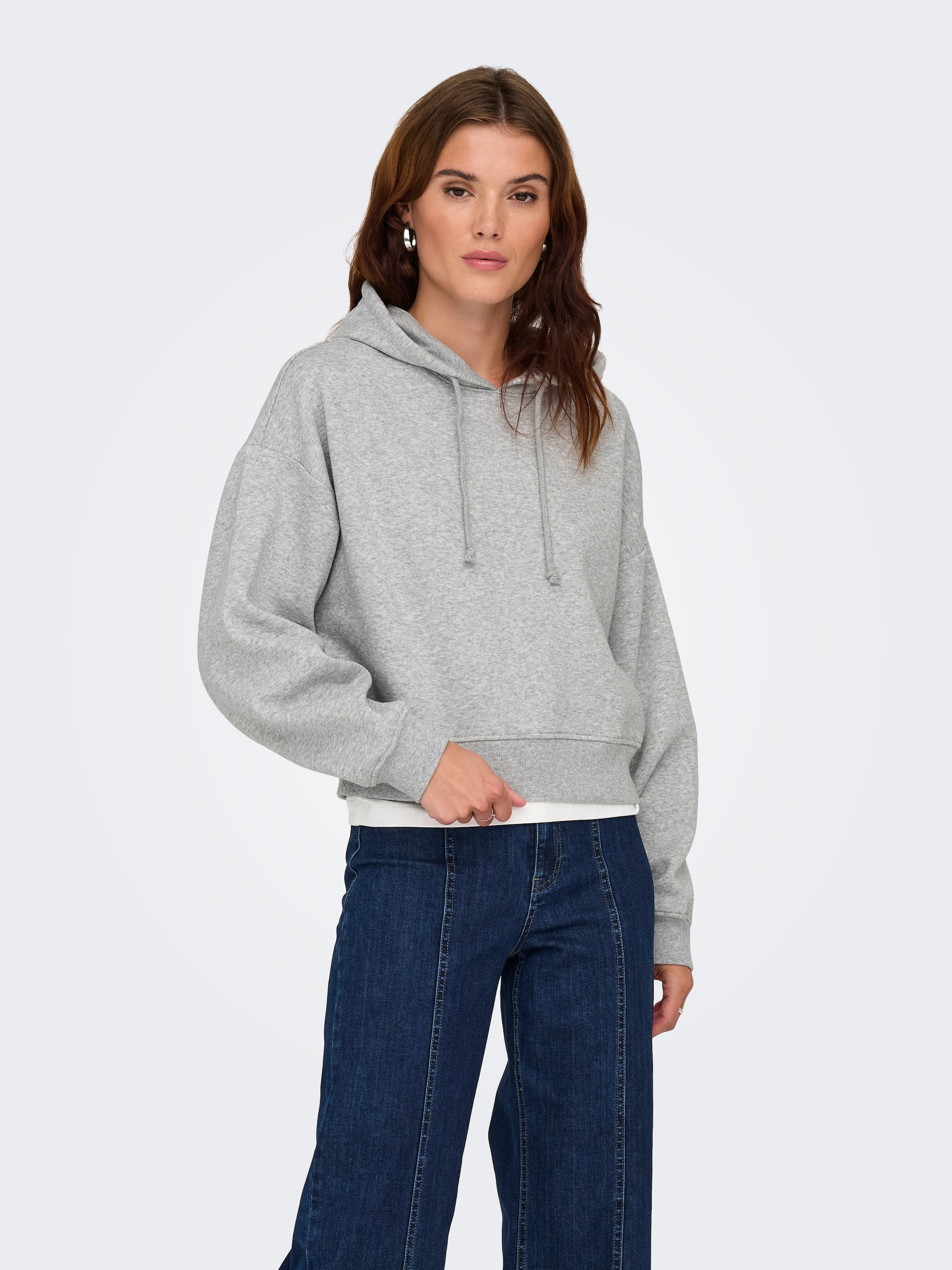 ONLY Kapuzensweatshirt "ONLSWEAT LIFE L/S HOODIE CROPPED SWT", Baumwollmischung, loose fit