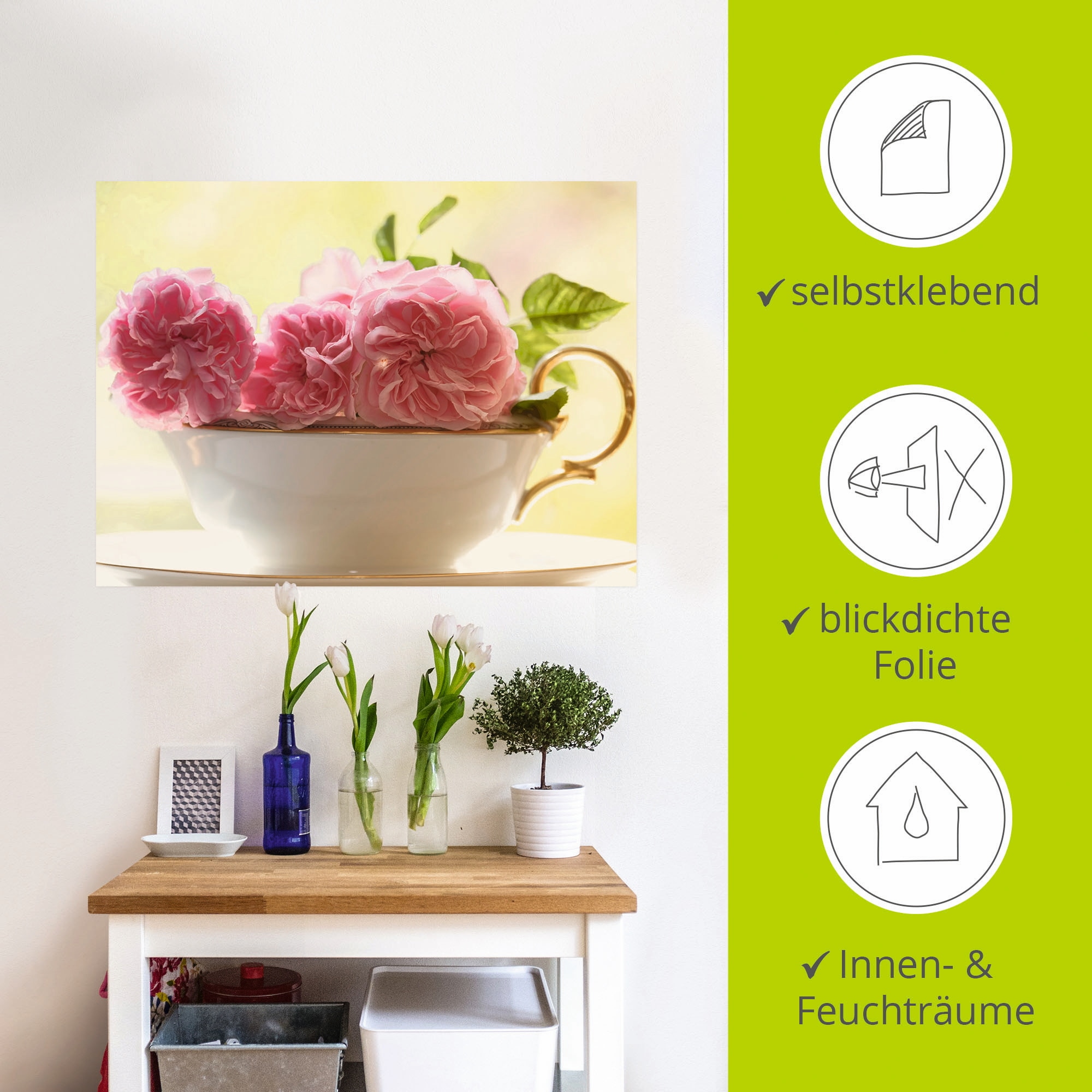 Artland Wandbild »Vintage Rosen«, Blumen, (1 St.), als Leinwandbild, Poster, Wandaufkleber in verschied. Größen