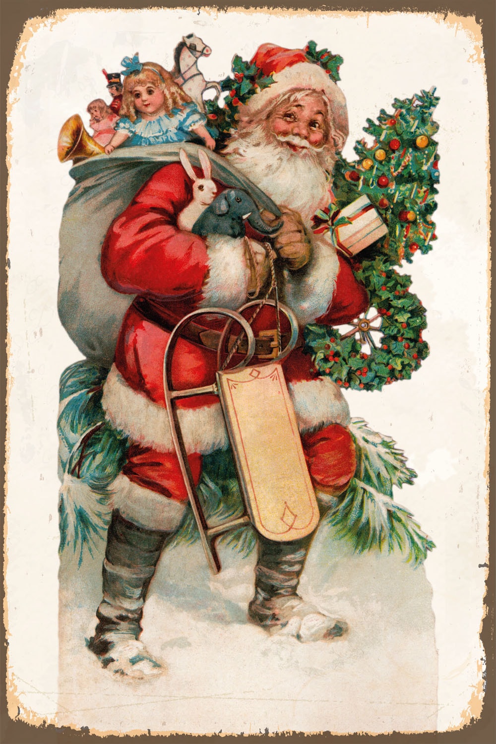 queence Alu-Dibond-Druck »Weihnachtsmann«, Weihnachtsmann-Weihnachten, (1 St.), Geschenke, Schild
