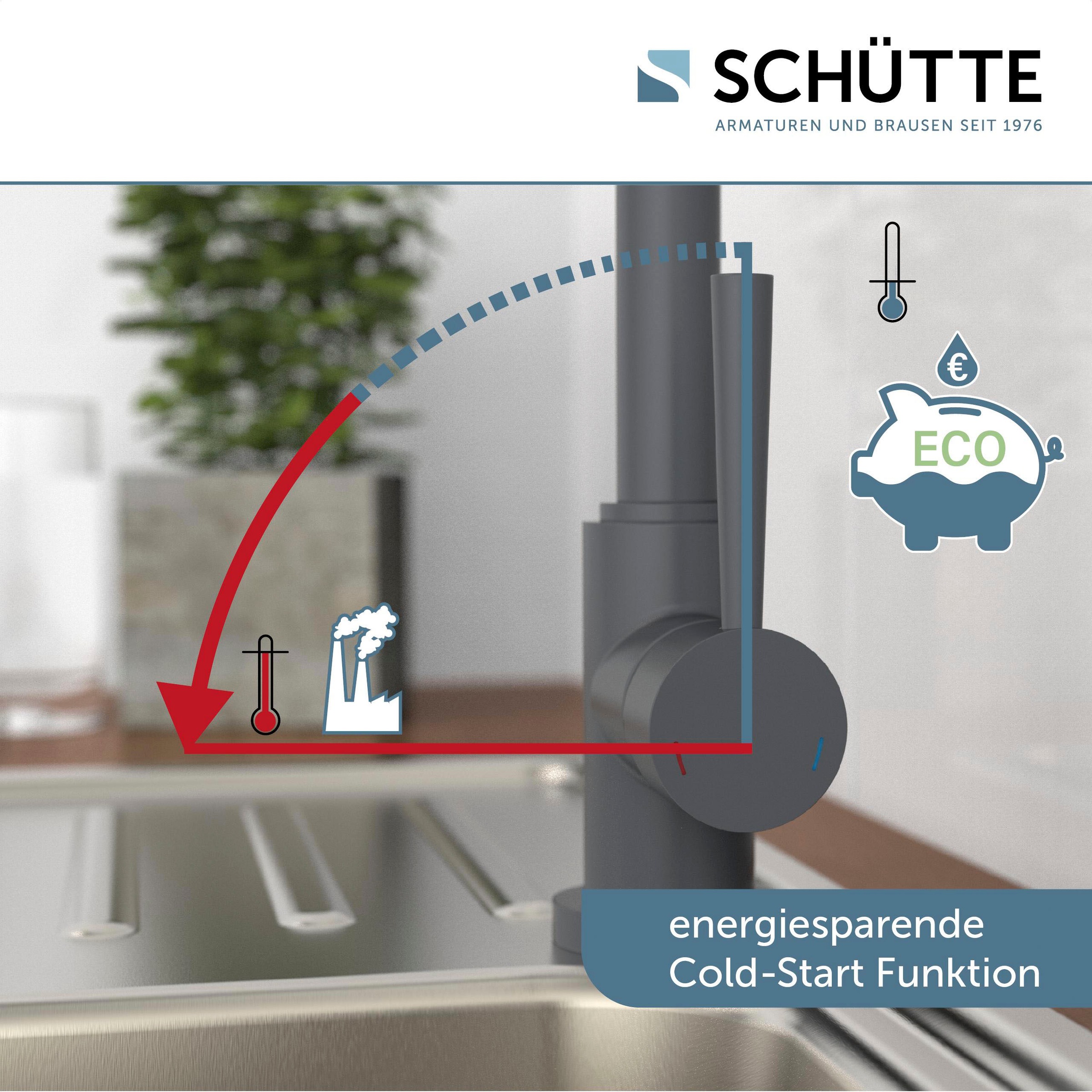 Schütte Spültischarmatur »CORNWALL«, energiesparender Cold-Start, 360° schwenkbare Mischbatterie, Hochdruck