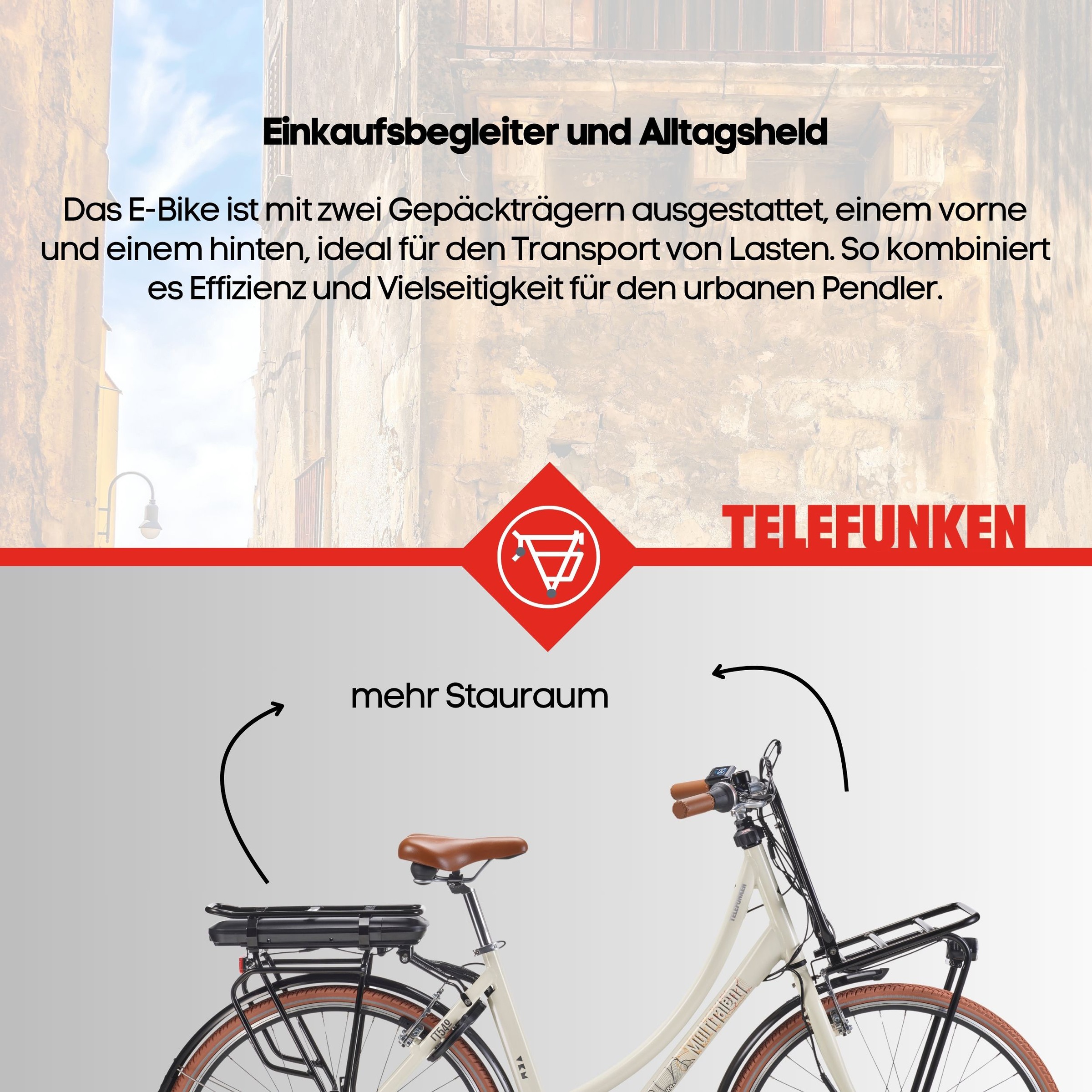 Telefunken »Multitalent RT540« 7 Gang Shimano Nexus Schaltwerk Nabenschaltung Frontmotor 250 W Pedelec, Elektrofahrrad für Damen u. Herren