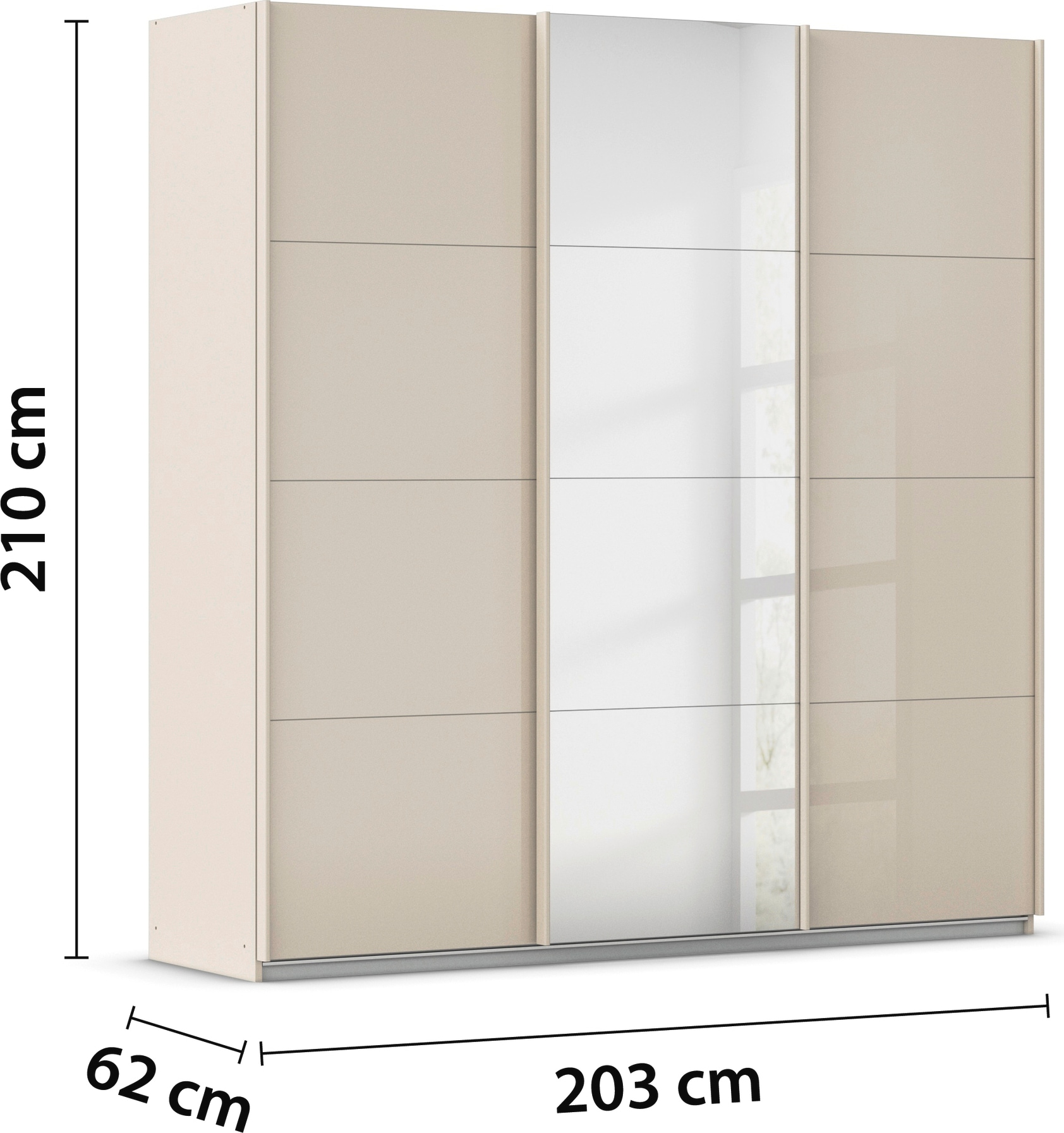 OTTO home Schwebetürenschrank »Kleiderschrank Kleiderschränke Schrank Garderobe AGORDO mit Glasfront« Breiten 203/271/315/360 cm, Höhen 210/229 cm,  durchdachte Innenausstattung, in 4 Breiten und 2 Höhen MADE IN GERMANY