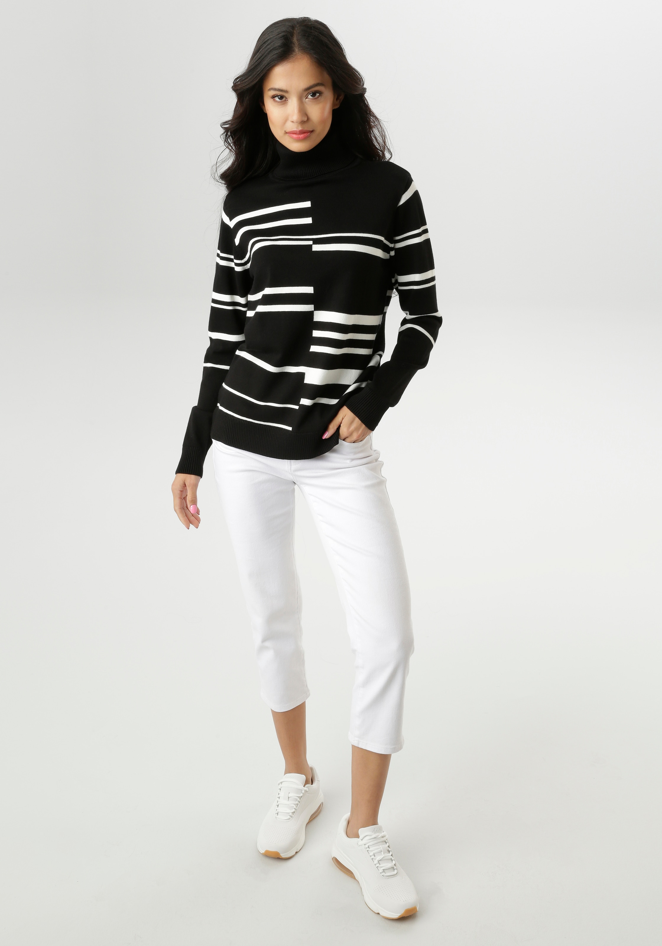 Aniston SELECTED Strickpullover, im geometrisch unterbrochenen Streifen-Dessin - NEUE KOLLEKTION