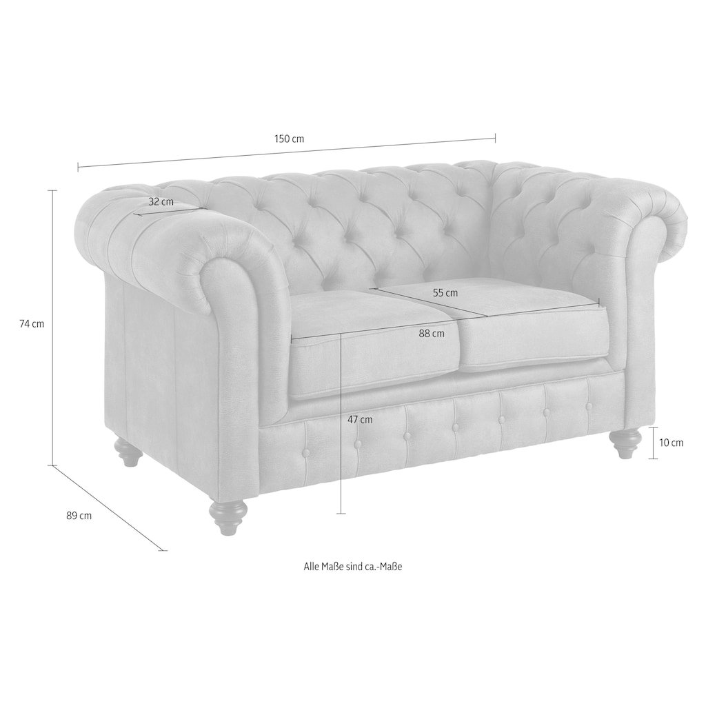 Home affaire Chesterfield-Sofa »Chesterfield 2-Sitzer B/T/H: 150/89/74 cm«