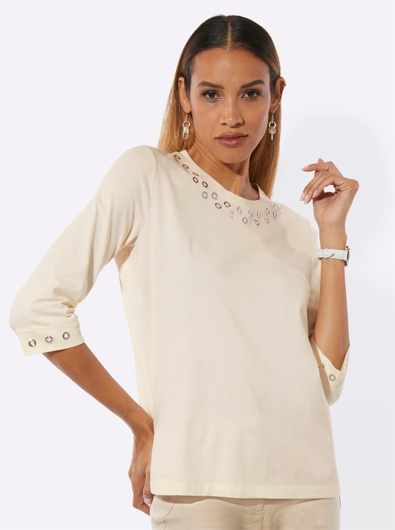 creation L 3/4-Arm-Shirt "Pima-Baumwoll-Shirt" 1 tlg. tlg. günstig online kaufen
