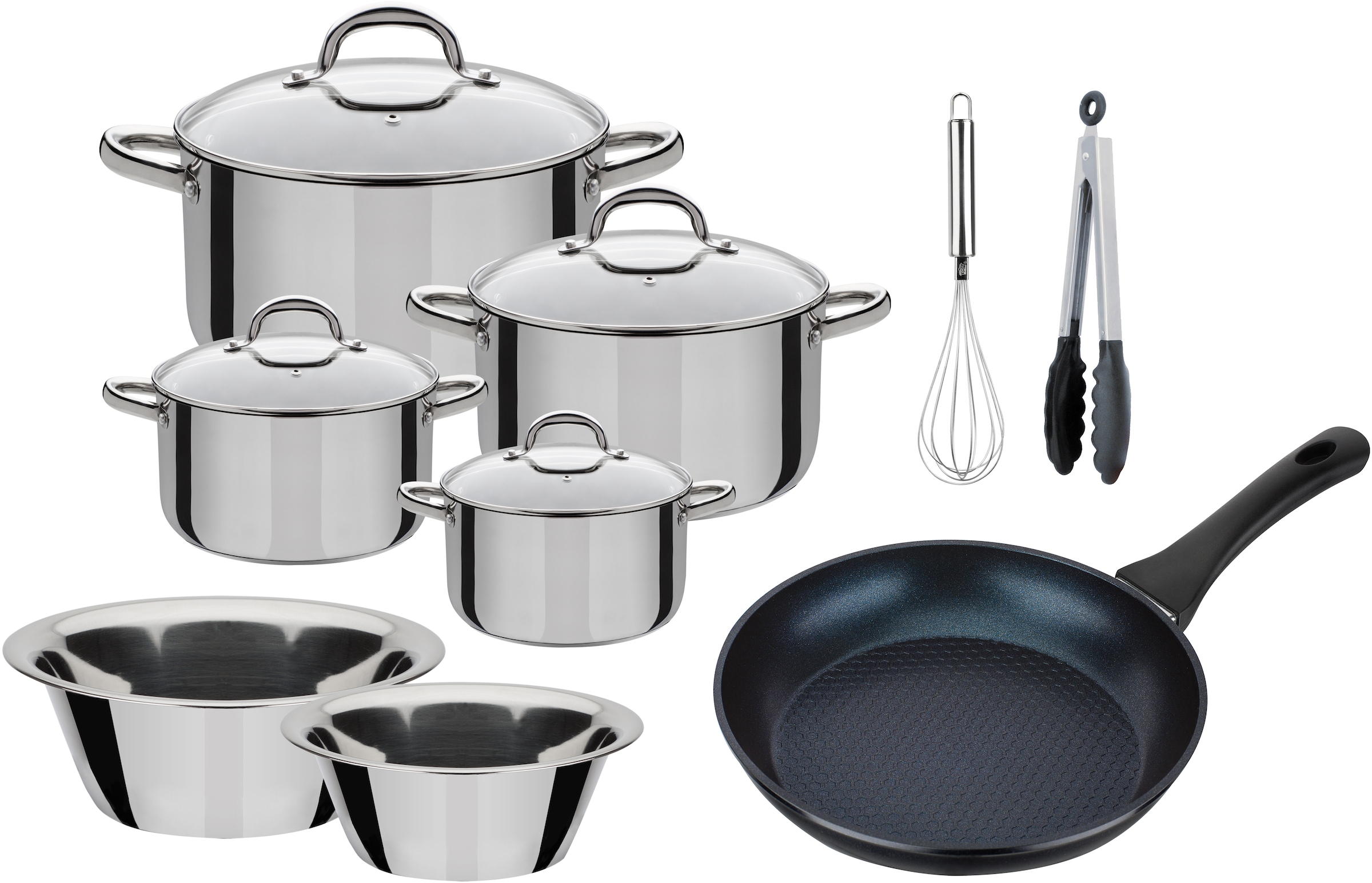 GSW Topf-Set "Montreal" je 1 Fleischtopf 14/16/20/24 cm, 1x Bratpfanne 24 c günstig online kaufen