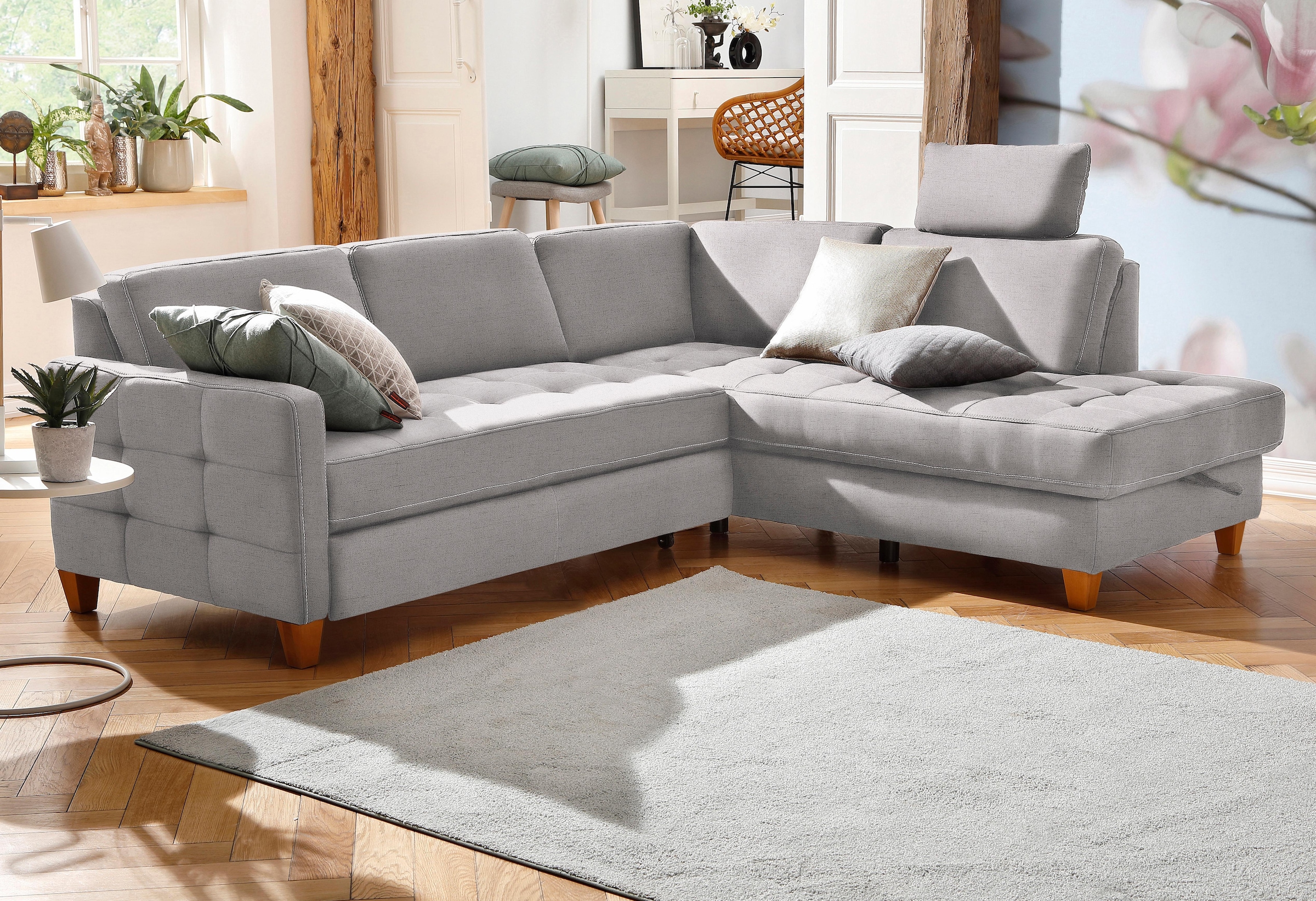 Home affaire Ecksofa "Earl L-Form" wahlweise auch mit Schlaffunktion oder Schlaffunktion mit Bettkasten