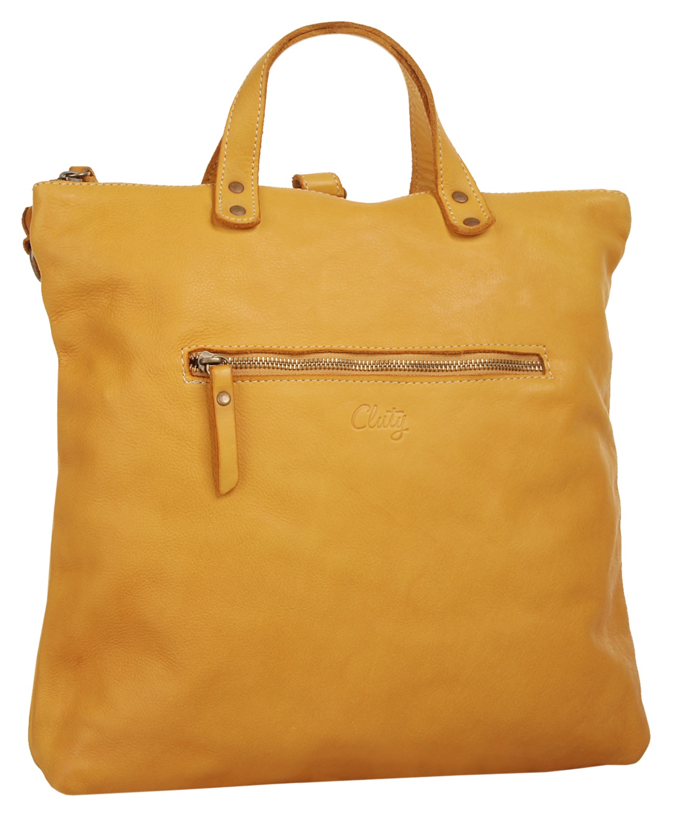 Umhängetasche CLUTY, Damen, Gr. B/H/T: 28cm x 33cm x 7cm onesize, gelb, Leder, Taschen Umhängetasche, echt Leder, Made in Italy 2
