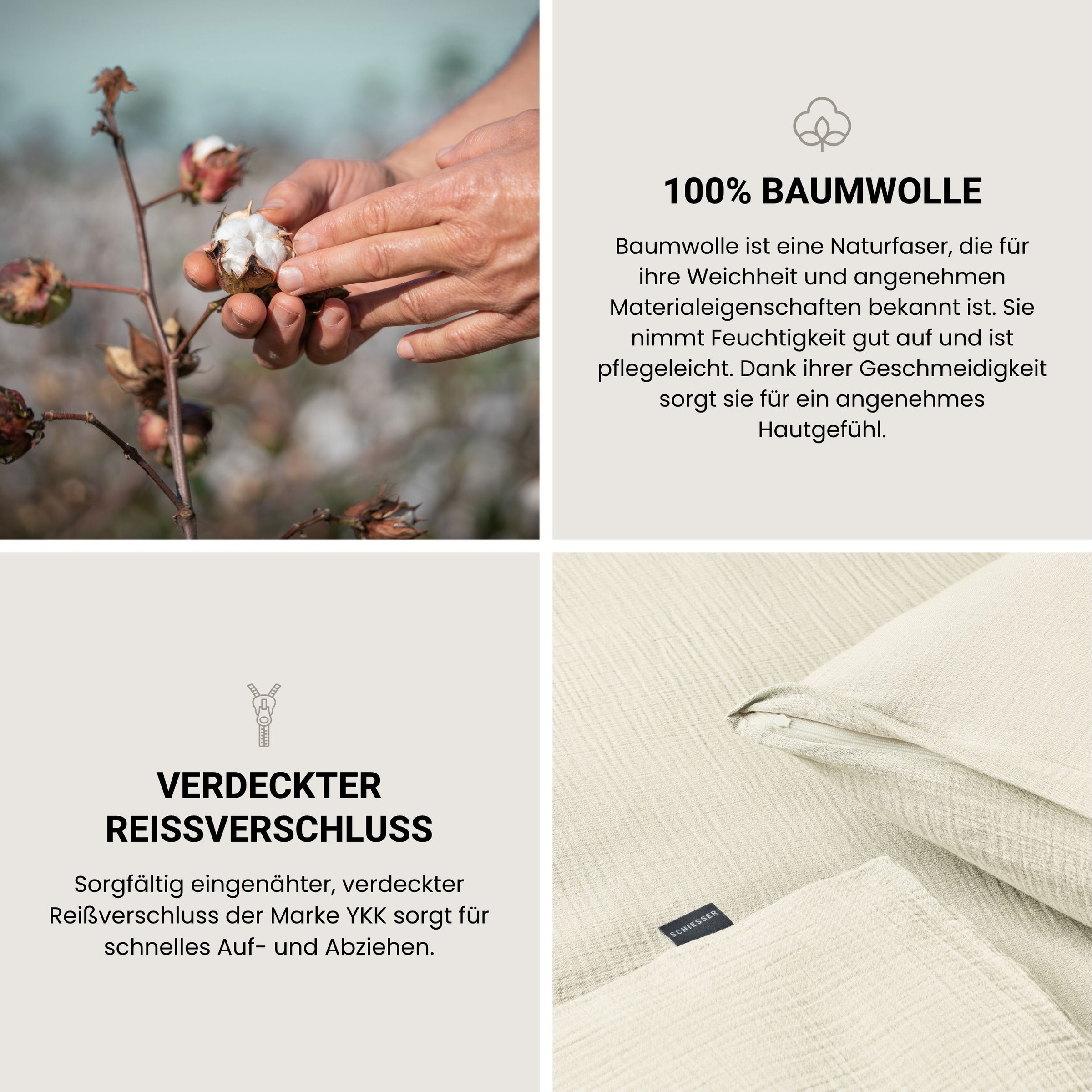 Schiesser Bettwäsche »Molly aus supersofter Musselin-Qualität in gedeckten Farben« 2 Stk. OEKO-TEX® MADE IN GREEN