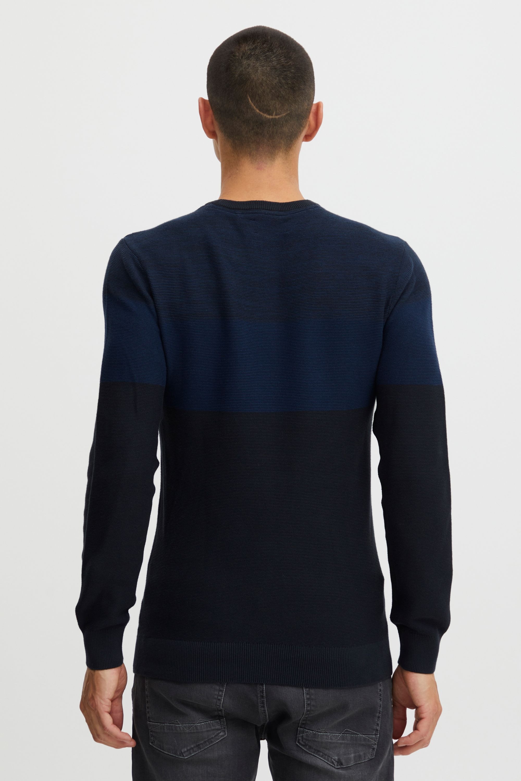 Strickpullover BLEND "BHNapinoa", Herren, Gr. L, blau (marineblaus), Feinstrick, 100% Baumwolle, gestreift, regular fit normal, Rundhals, eingesetzt, Pullover Strickpullover, Stilvoller Feinstrick-Pullover mit Rundhalsausschnitt 6