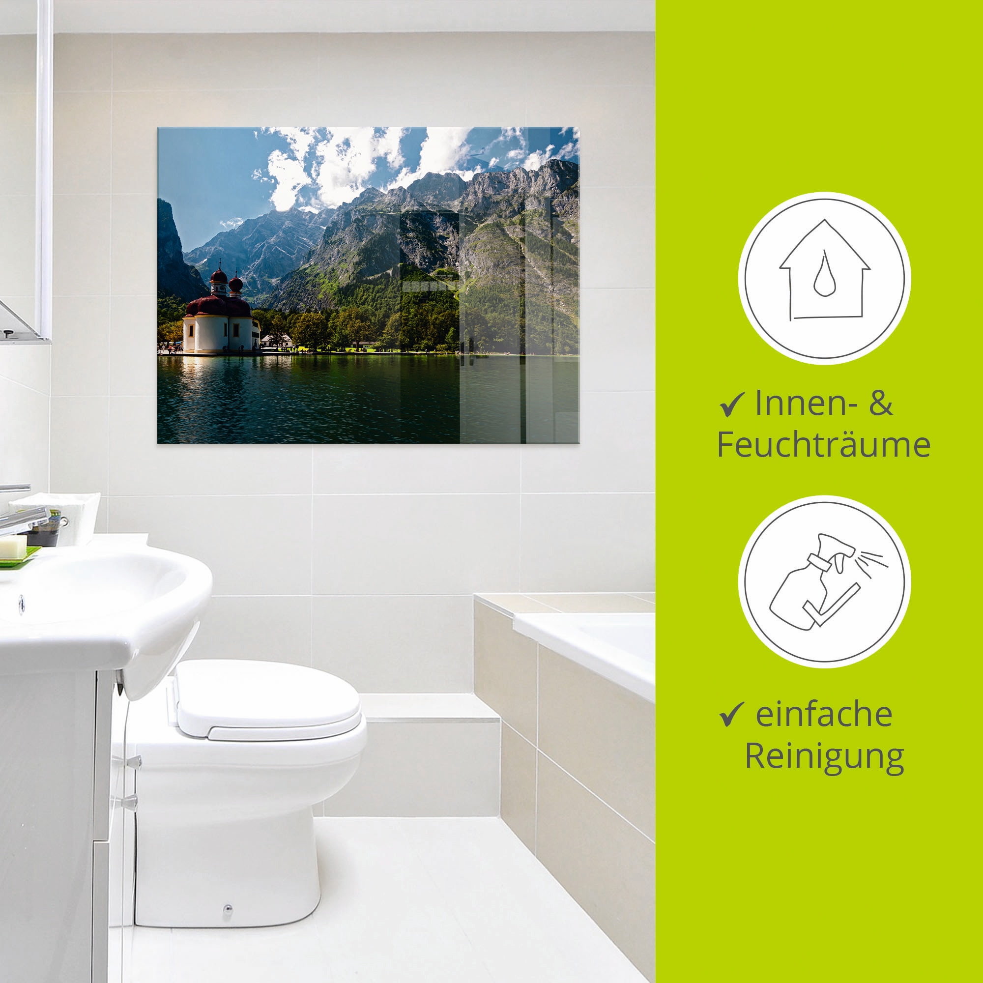 Artland Glasbild »St. Bartholomä Königssee I«, Berge, (1 St.), in verschiedenen Größen