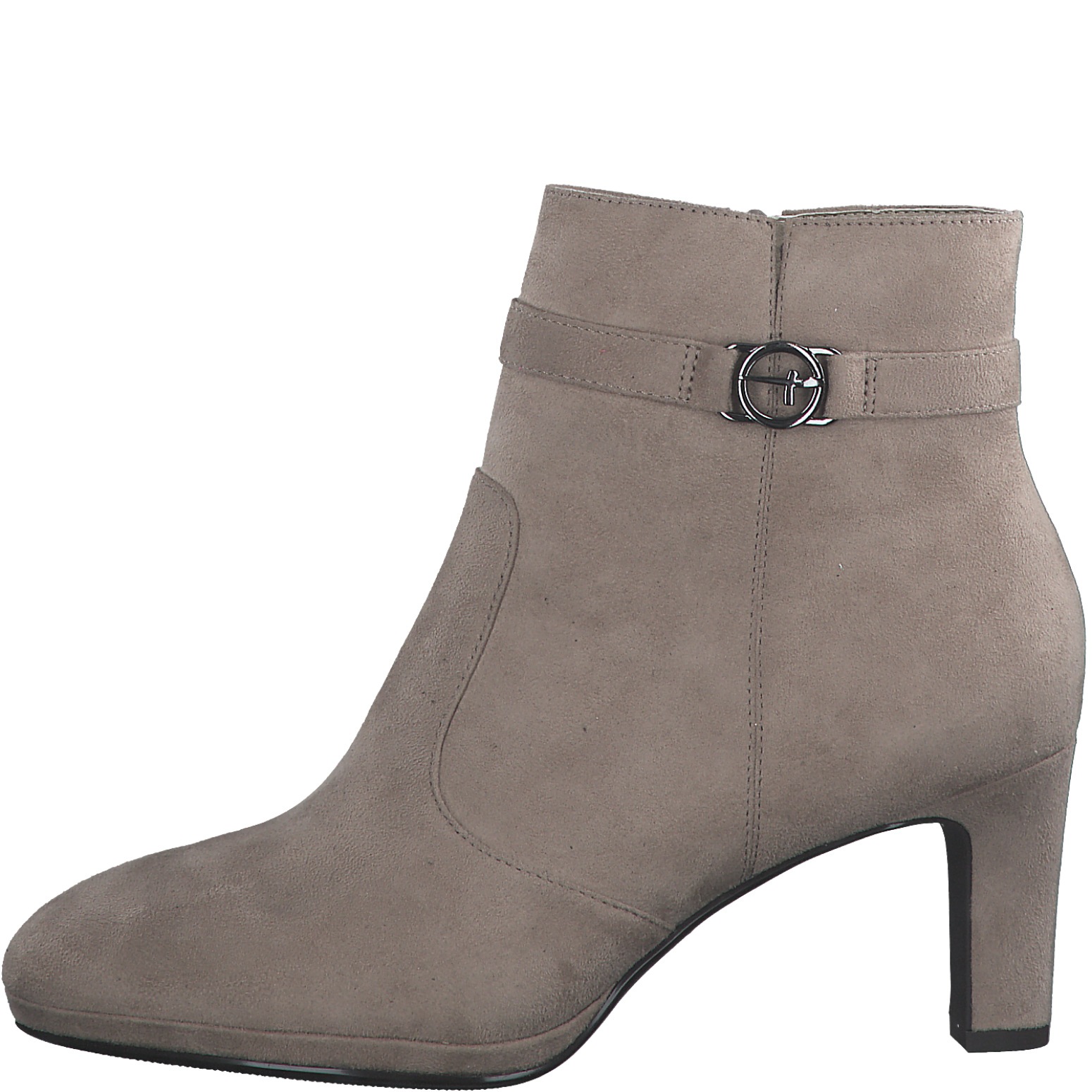 Tamaris Stiefelette, Trichterabsatz, Abendschuh mit elegantem Zierriemchen mit Logoemblem