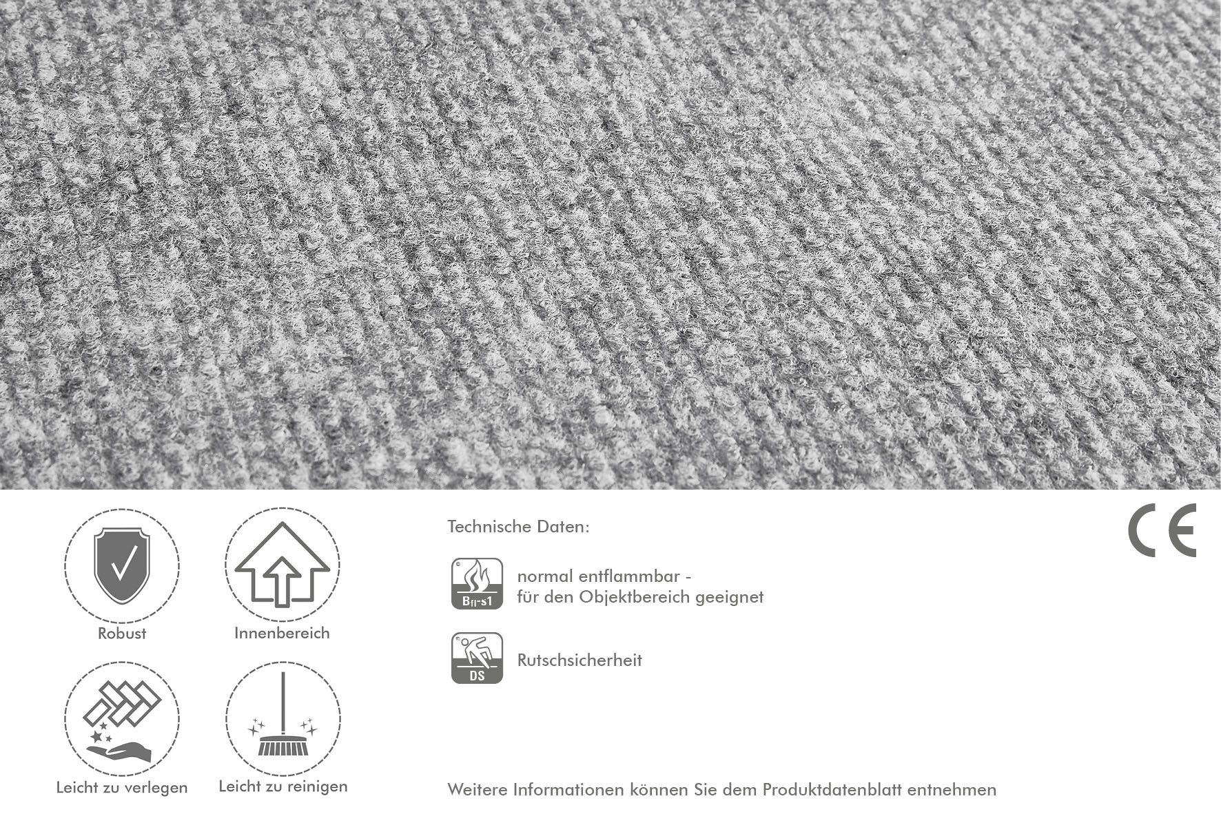 Andiamo Teppichboden »Coupon Nadelfilz Milo«, rechteckig, Uni Farben, Breite  100 cm oder 200 cm, strapazierfähig, Wohnzimmer | BAUR