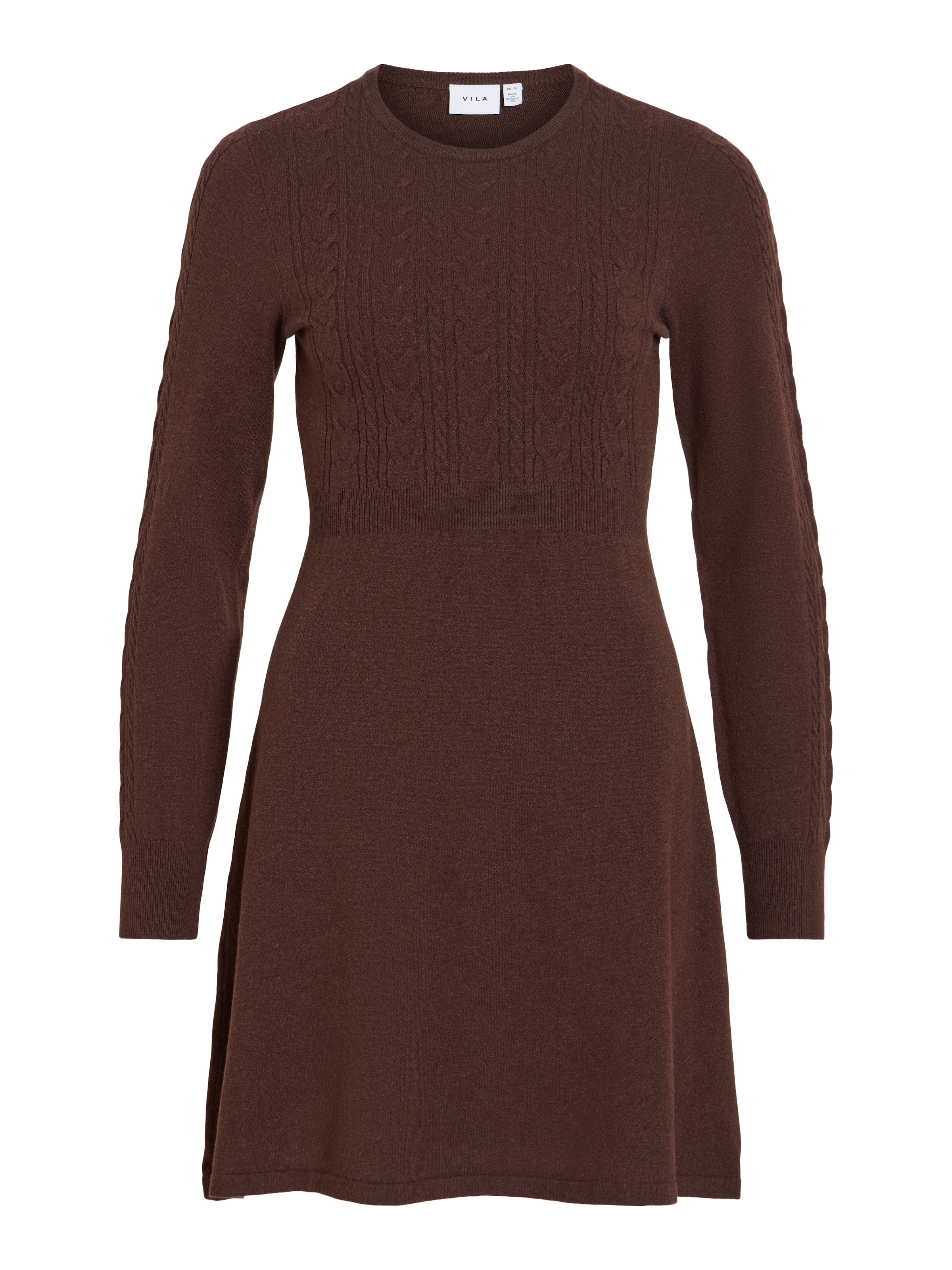 Vila Minikleid »VIKERRY O-NECK L/S CABLE KNIT DRESS NOOS« aus Materialmix mit Viskose