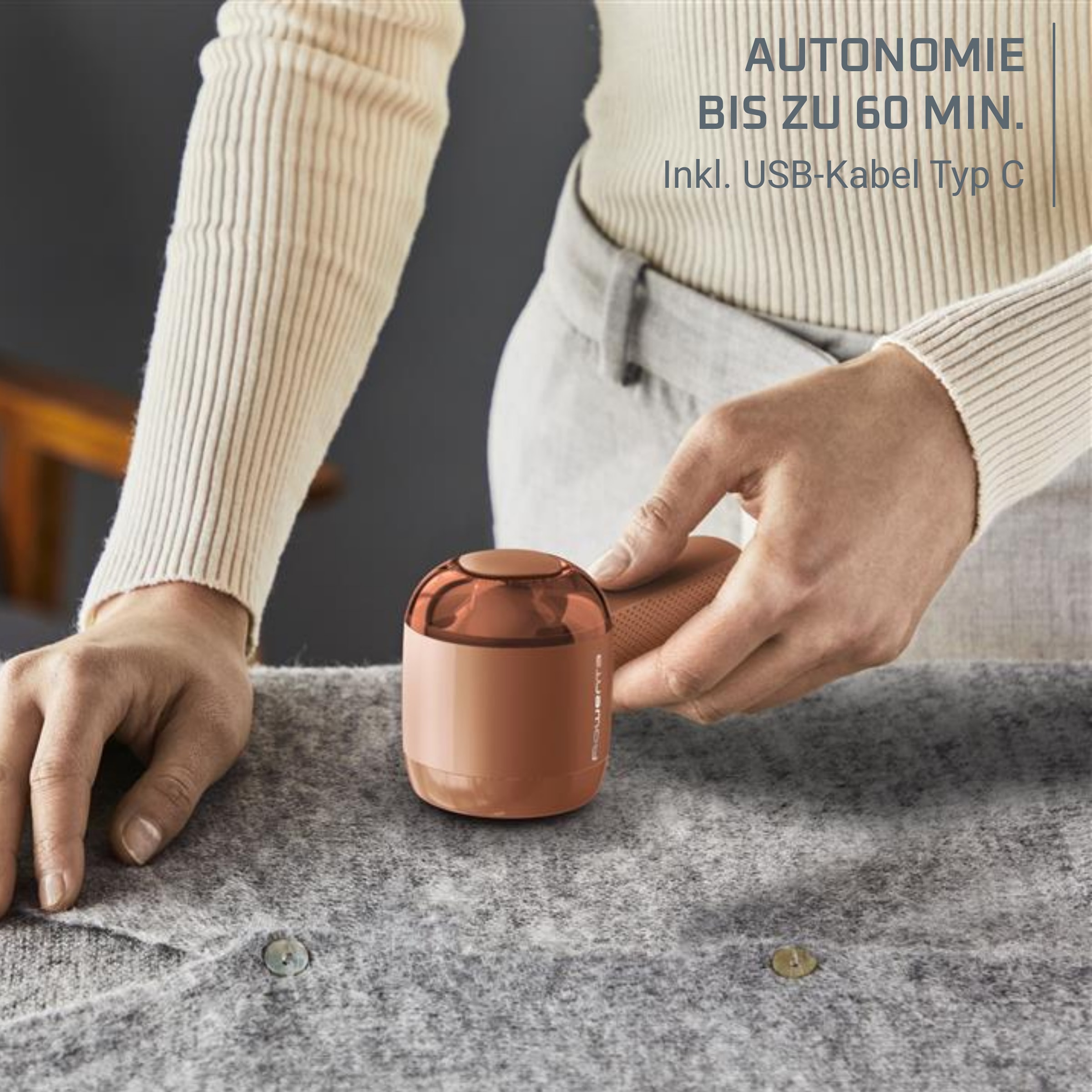 Rowenta Fusselrasierer »Easy Care, wiederaufladbarer Fusselentferner, einfache Handhabung« breiter Edelstahlkopf, 3-fach gezahnte Klingen, JA8001