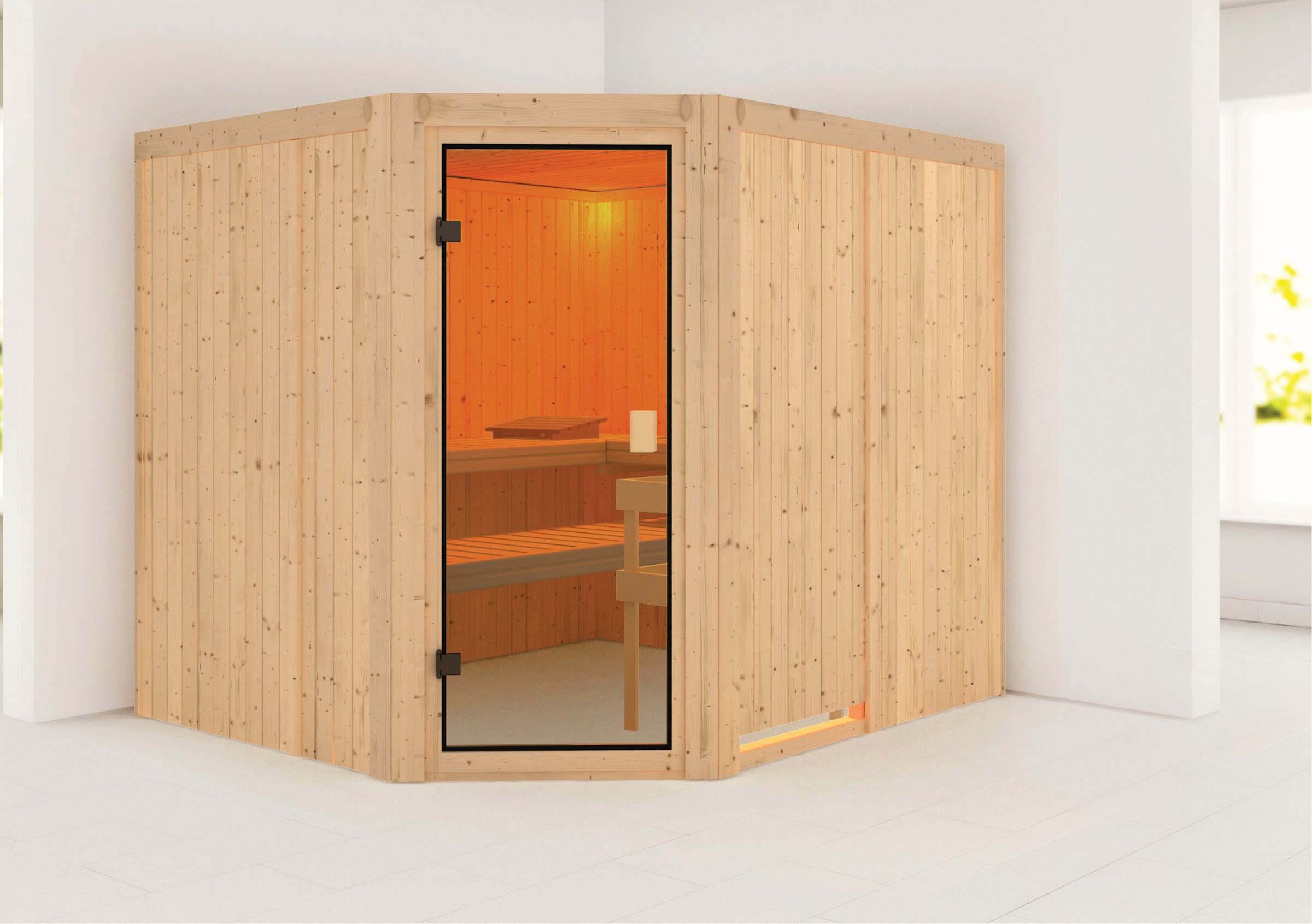 Sauna »"Homa " mit bronzierter Tür naturbelassen«, mit integrierter Mineralwolldämmung