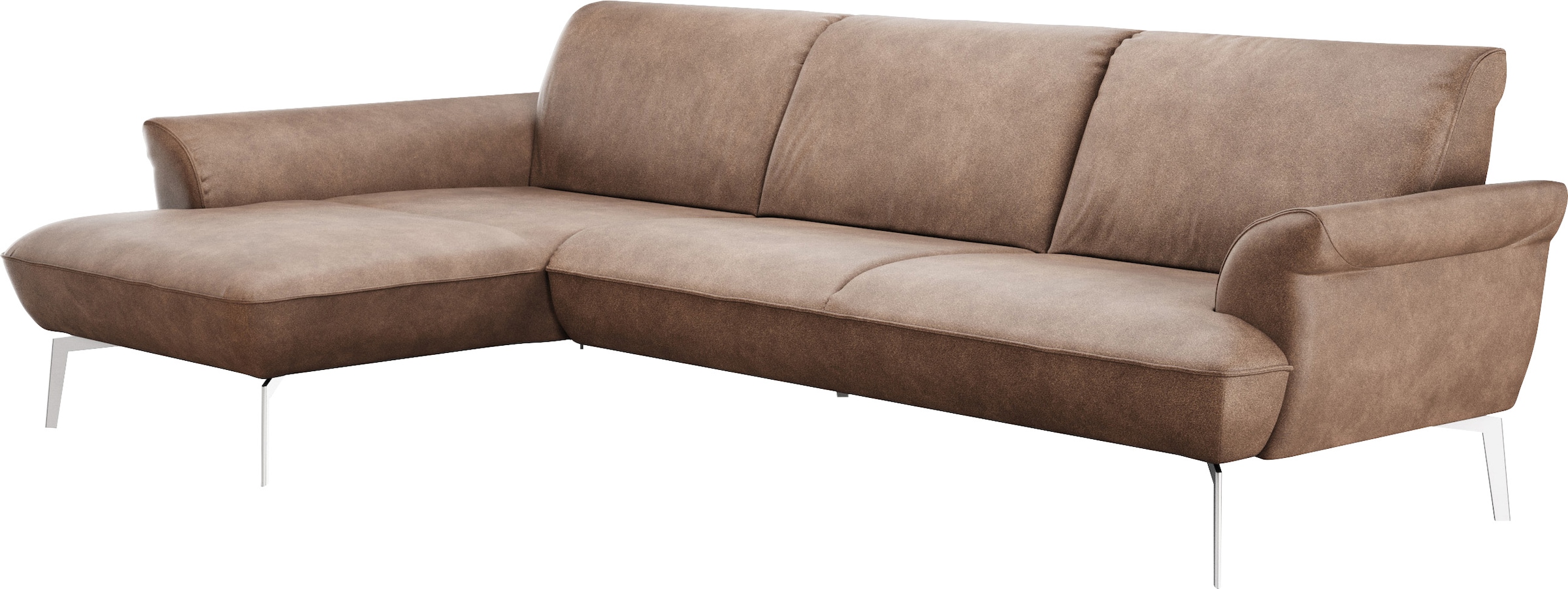 himolla Ecksofa »himolla 9900«, (mit Hocker), Recamiere rechts o. links, Füße Aluminium, mit Hocker