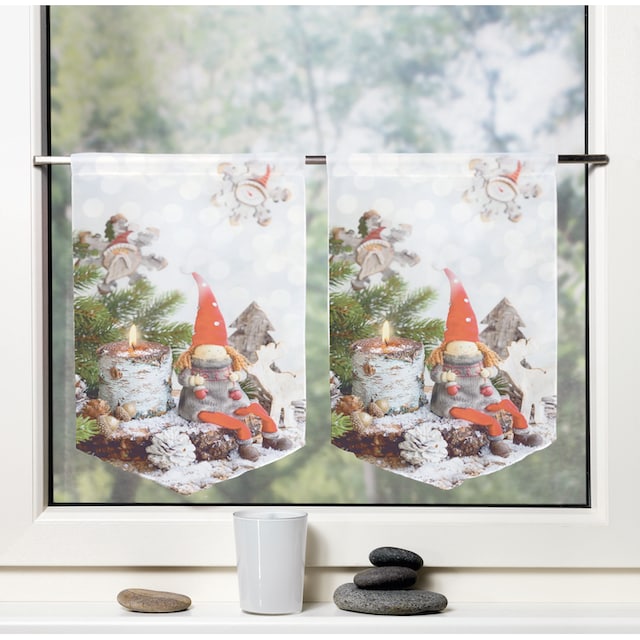 HOME WOHNIDEEN Vorhang »WEINACHTSWICHTEL«, (2 St.), Fensterbilder Voile  digital bedruckt kaufen | BAUR