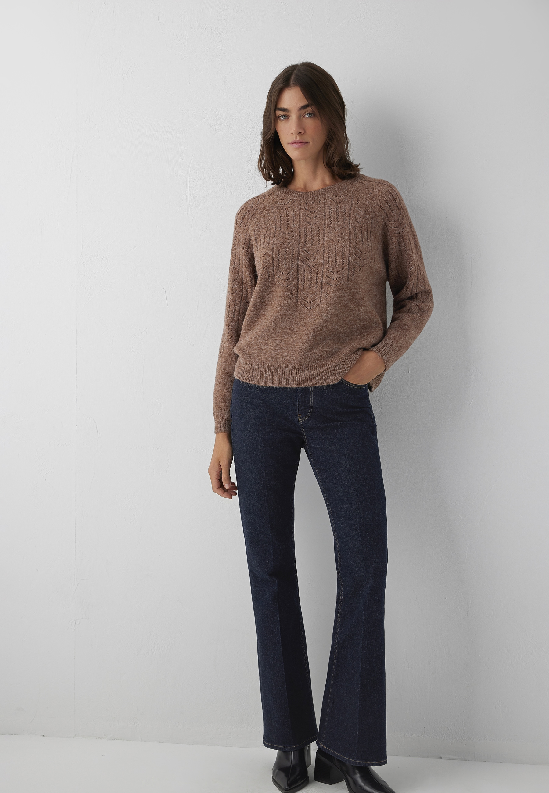 Mavi Rundhalspullover »CREW NECK SWEATER« Pullover Strukturiert