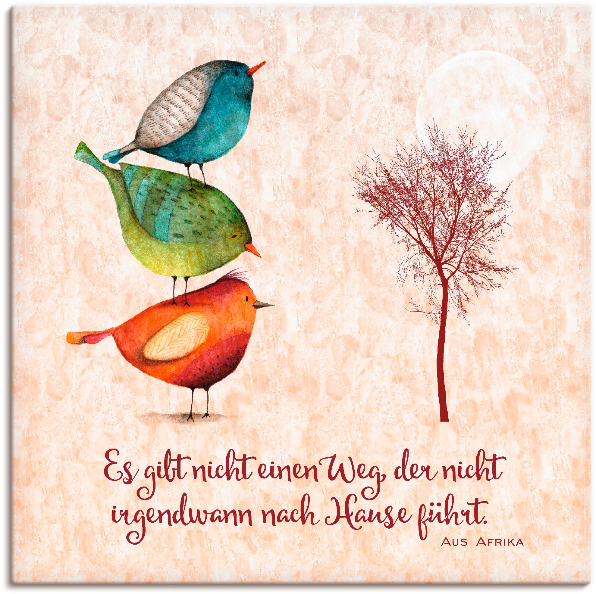 Artland Leinwandbild "Lebensweisheit Zu Hause" Tiere 1 Stk. tlg. auf Holzrahmen gespannt