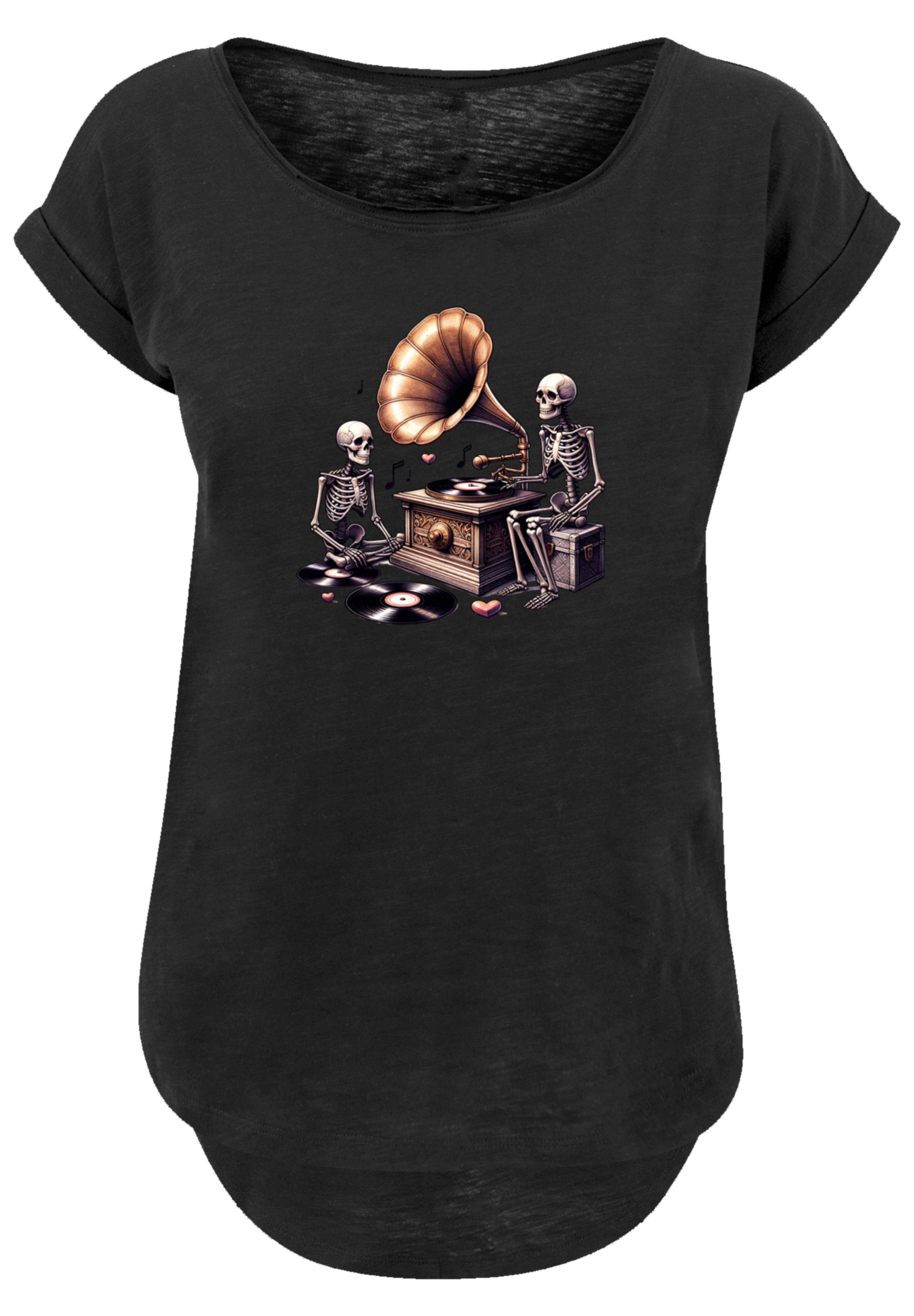 F4NT4STIC T-Shirt »Gothic Skeleton Vintage Plattenspieler«, Premium Qualität