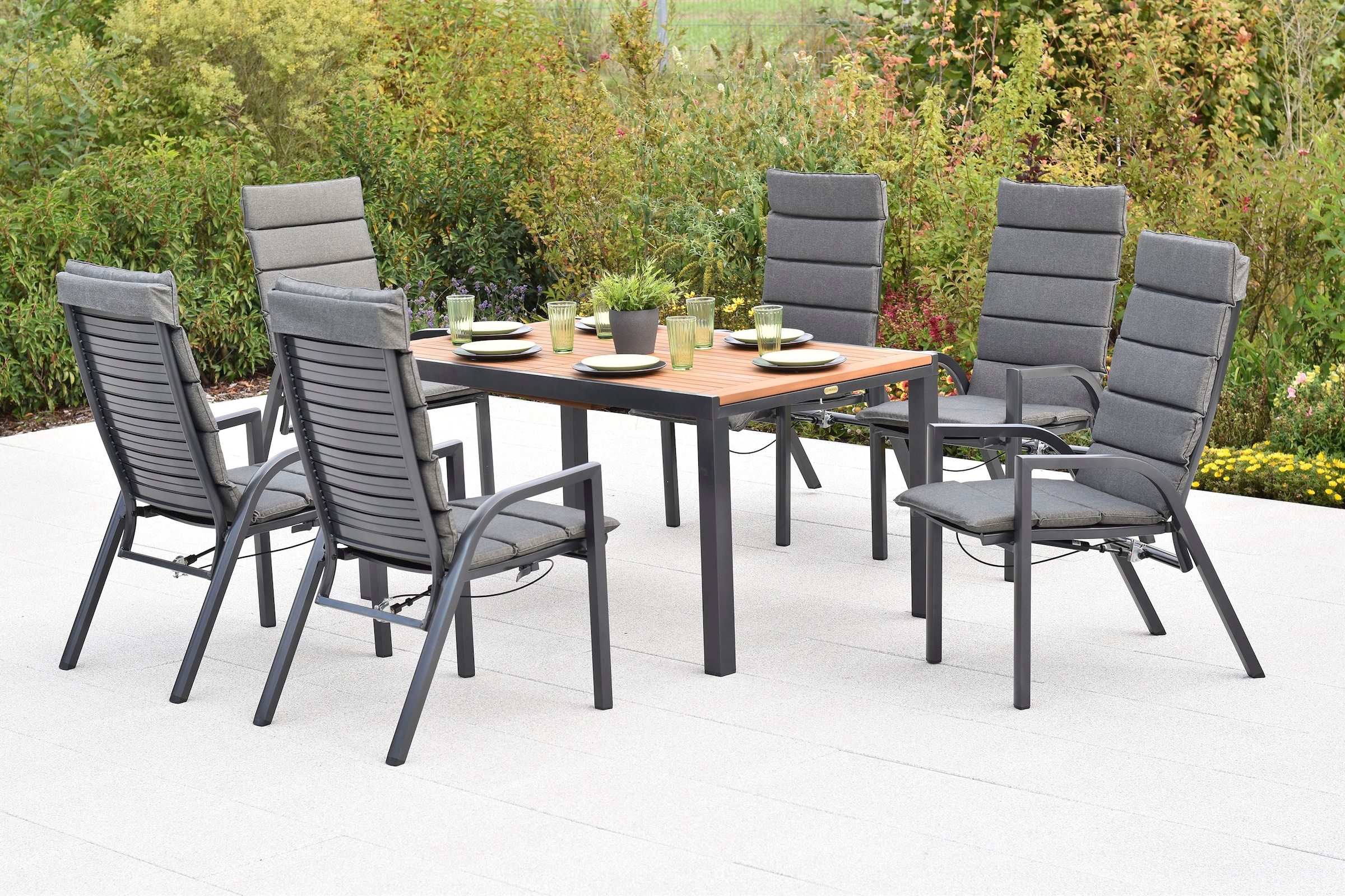 MERXX Garten-Essgruppe »»Siros««, (Set, 13 tlg.), Rückenlehne verstellbar durch Gasdruckfeder