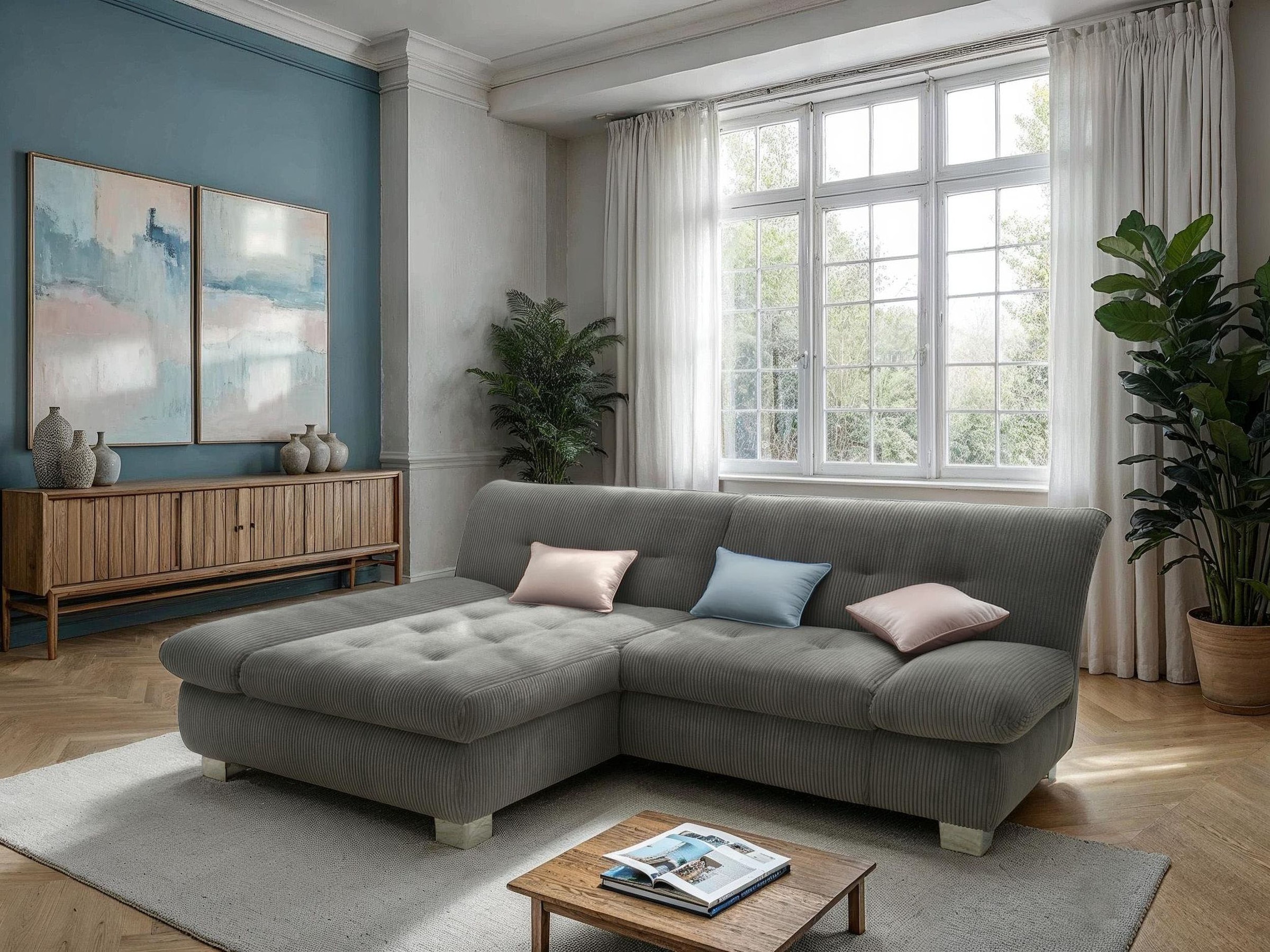 DOMO collection Ecksofa "100031 234x157 cm, kompakt, komfortabel & bequem, L-Form" whlw. mit Bettfunktion und Armteilverstellung