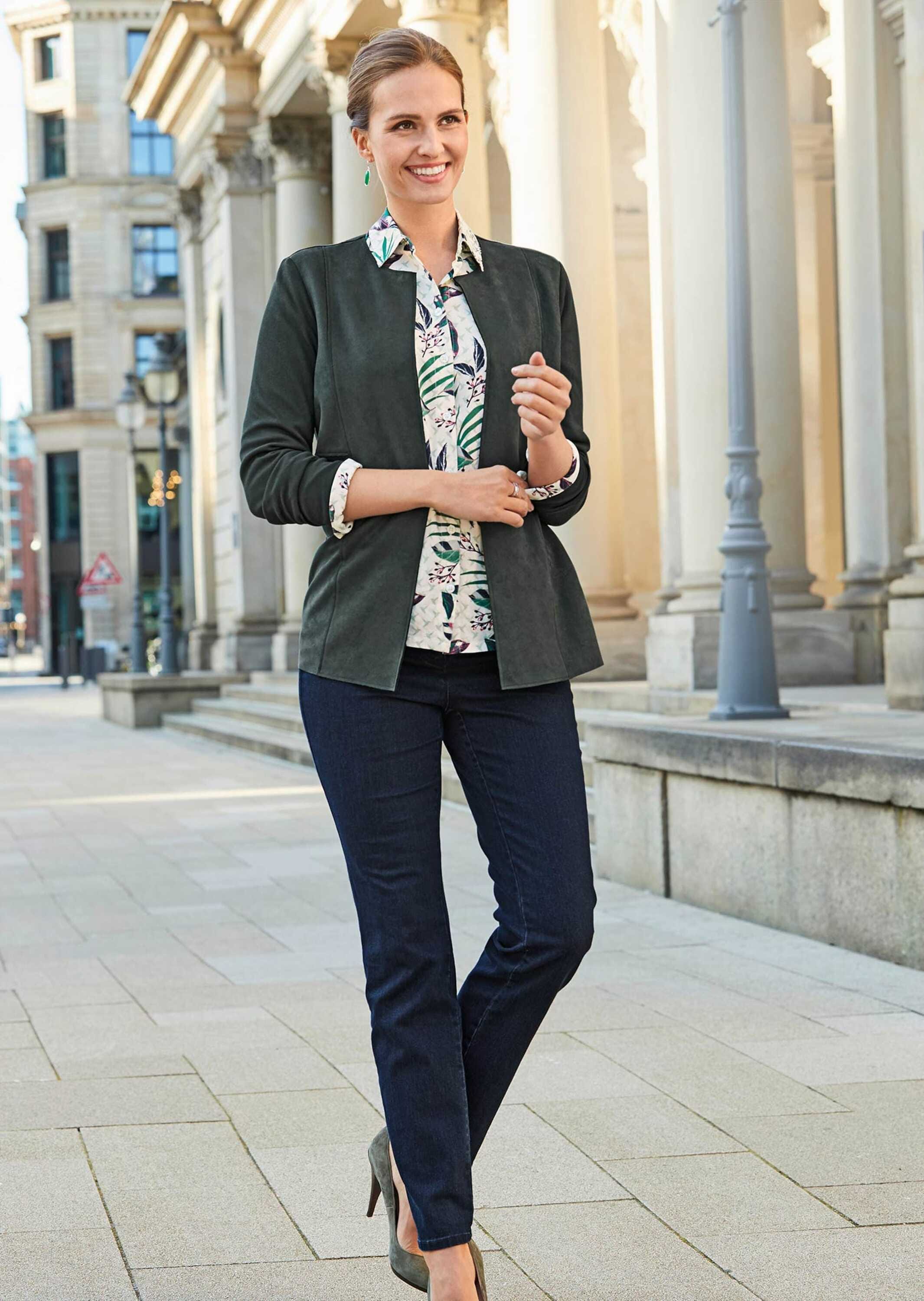 GOLDNER Kurzjacke »Kurzgröße Bequeme Shirtjacke in kombinationsstarker Velourslederoptik«