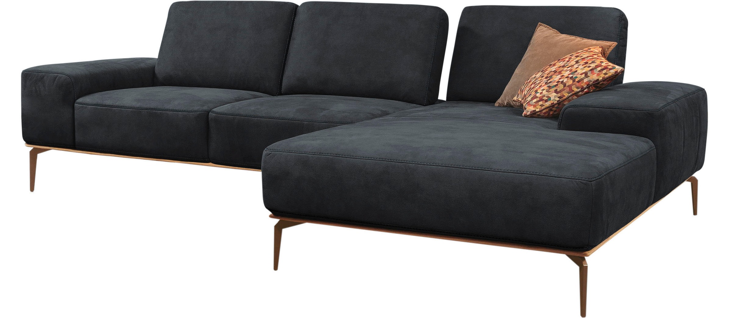 W.SCHILLIG Ecksofa »run, Designsofa mit tollem Sitzkomfort, L-Form«, mit Holzsockel, Füße in Bronze pulverbeschichtet, Breite 299 cm