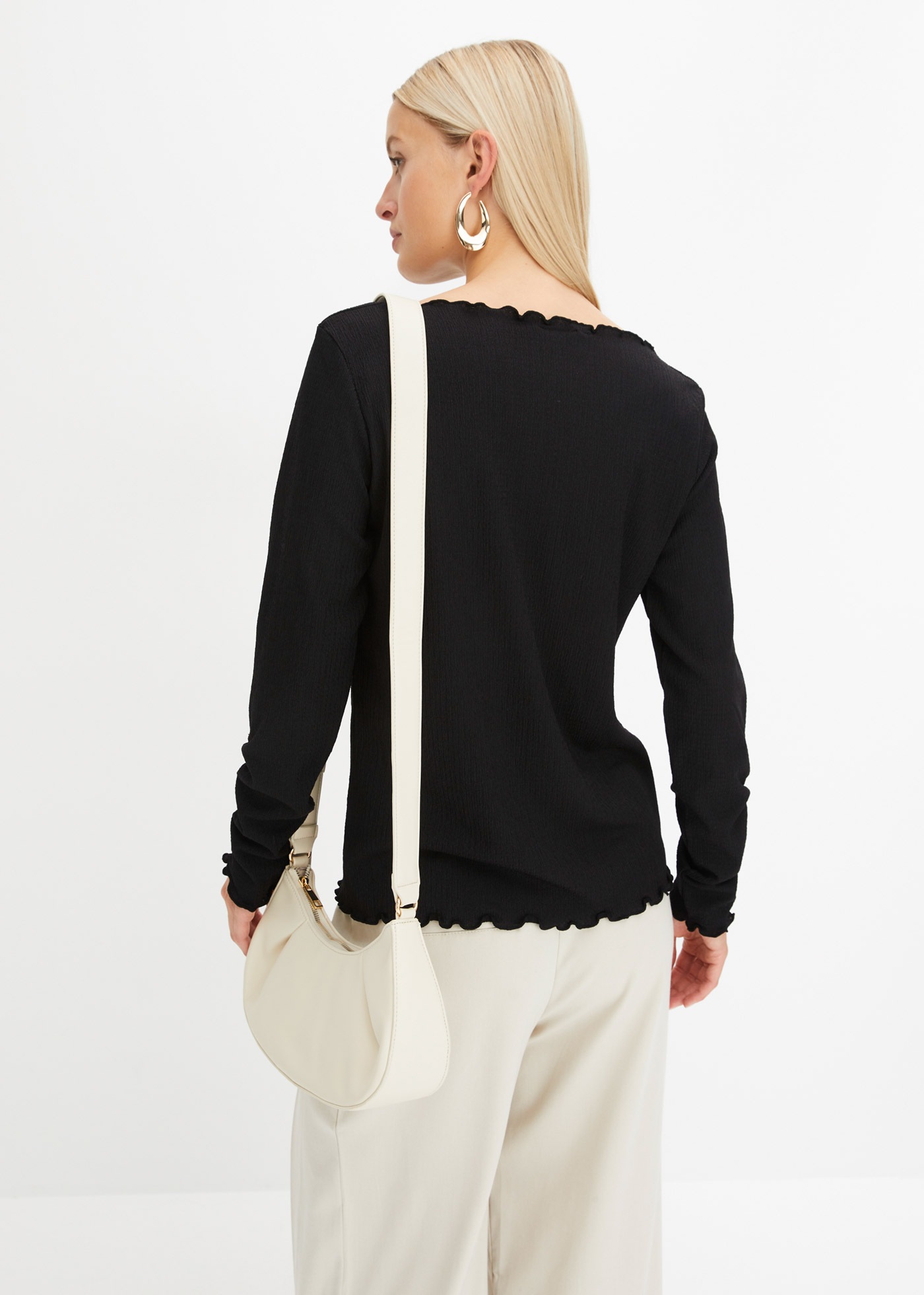 bonprix Langarmshirt "Shirt" bequeme Passform, Strukturjersey-Material, uni günstig online kaufen