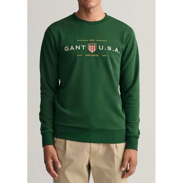 Gant Sweatshirt »D1. BANNER SHIELD C-NECK«, mit aufgestickter  Flaggenwappen-Grafik ▷ bestellen | BAUR